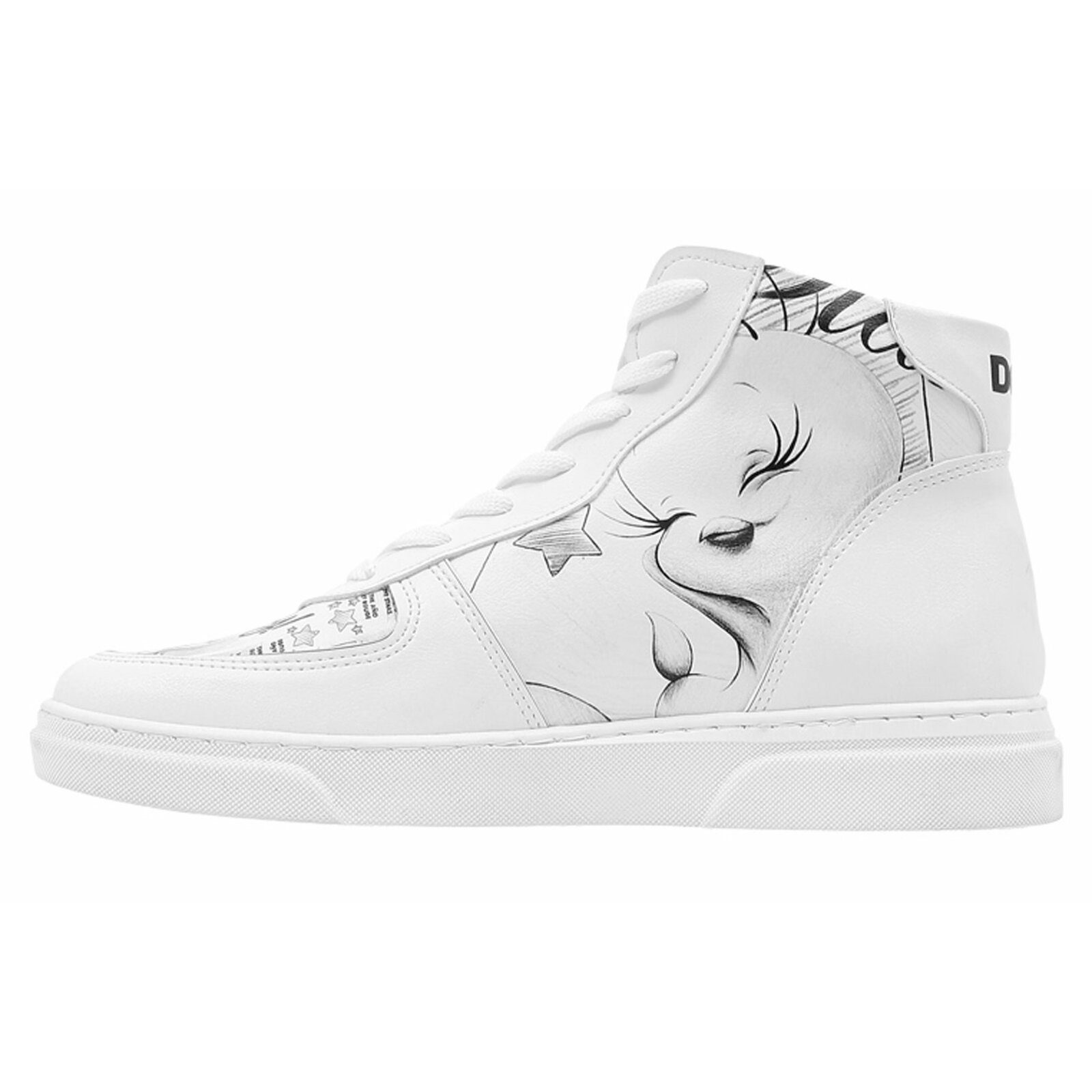 DOGO Ace Boots Tweety Sketch Damen High Sneaker, Ace Boots Tweety Sneaker Handgefertigt