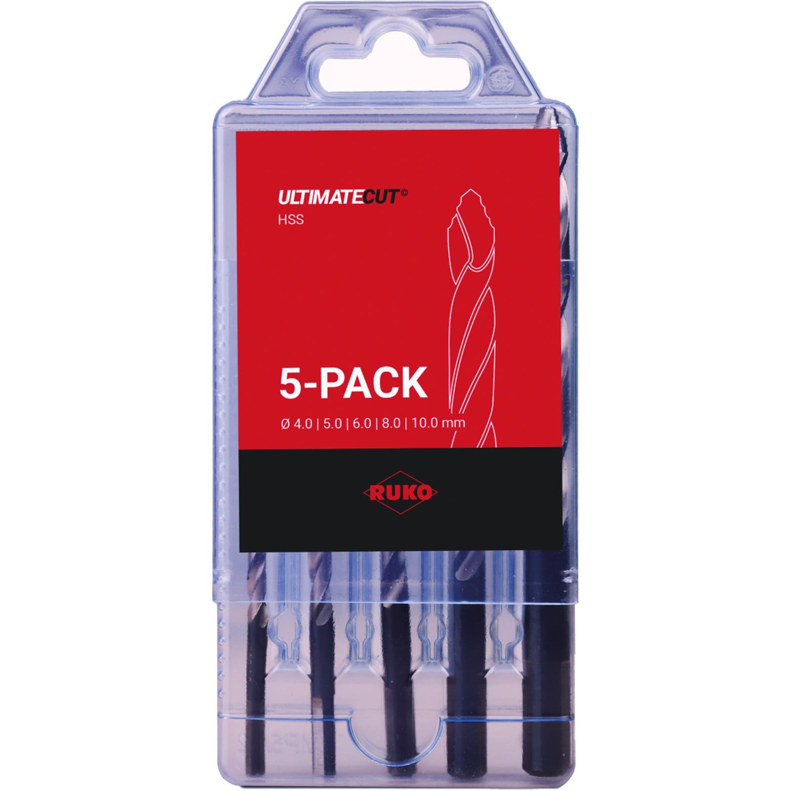 Ruko Mehrzweckbohrer RUKO ULTIMATECUT Spiralbohrer-Satz DIN 338 Typ FLOWSTEP® HSS - 5-tlg.