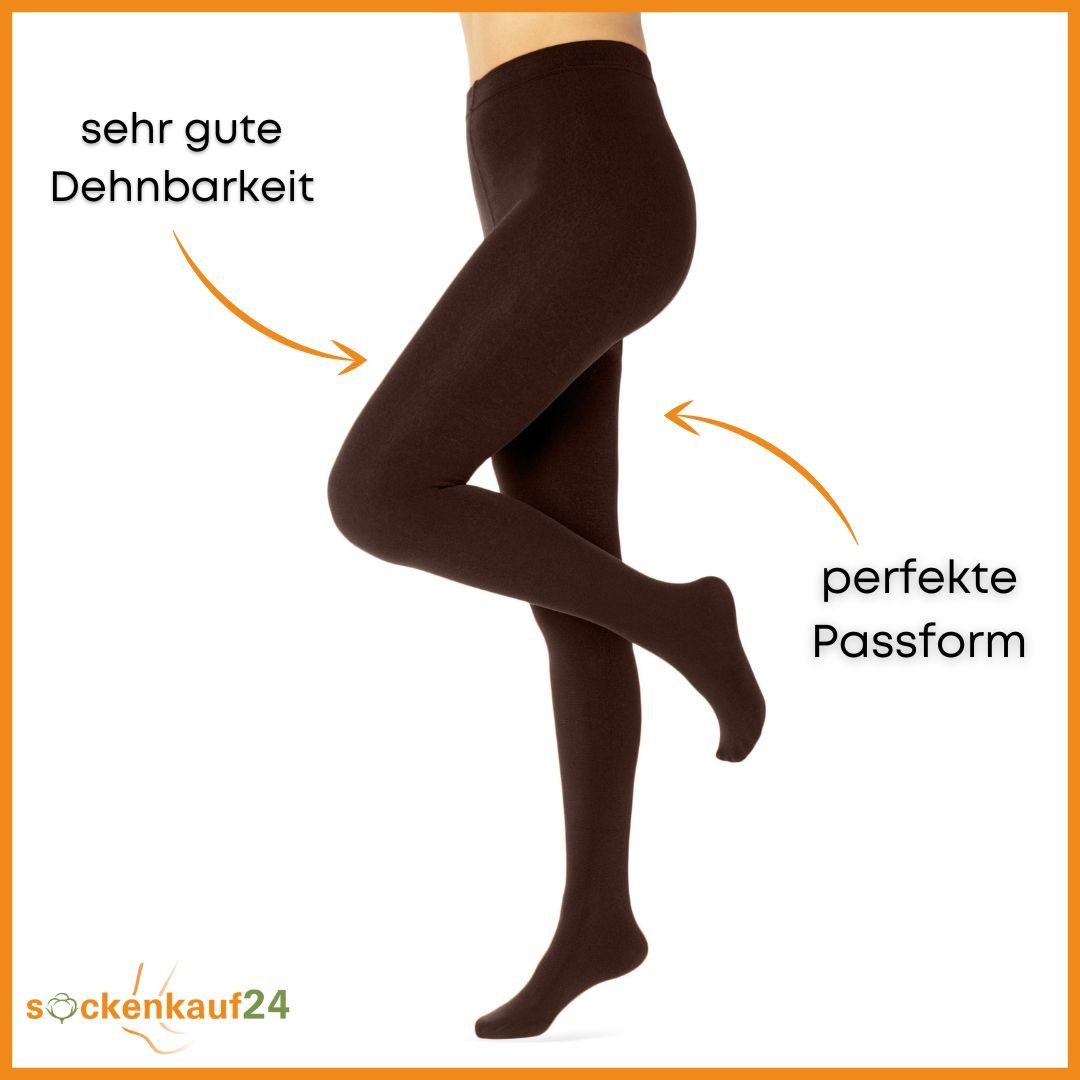 sockenkauf24 Thermostrumpfhose Damen Strumpfhose mit Innenfleece in 10 Farben (Braun 50-52) extra warm Winter Strumpfhose WP – Bild 2 von 5