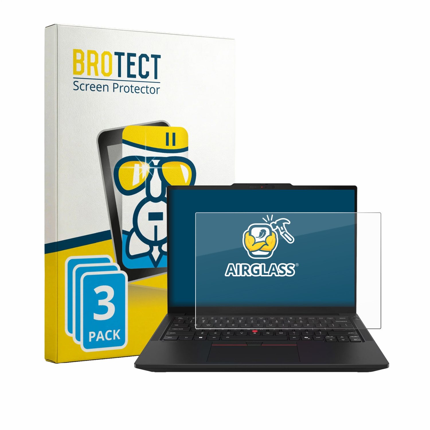 BROTECT Displayschutzglas Folie für Lenovo ThinkPad T14 Gen 7, 3 Stück, Schutzfolie Glas Panzer Display Schutz klar