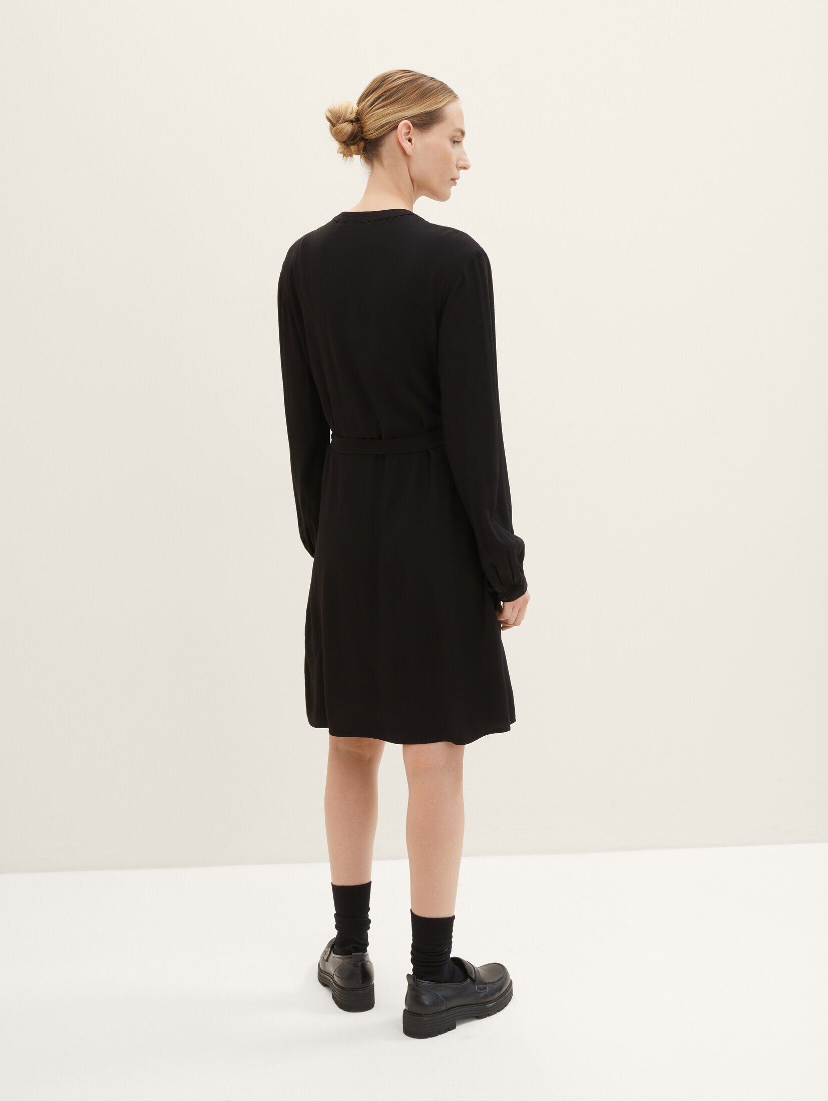 TOM mit Kleid black TAILOR deep Struktur Jerseykleid