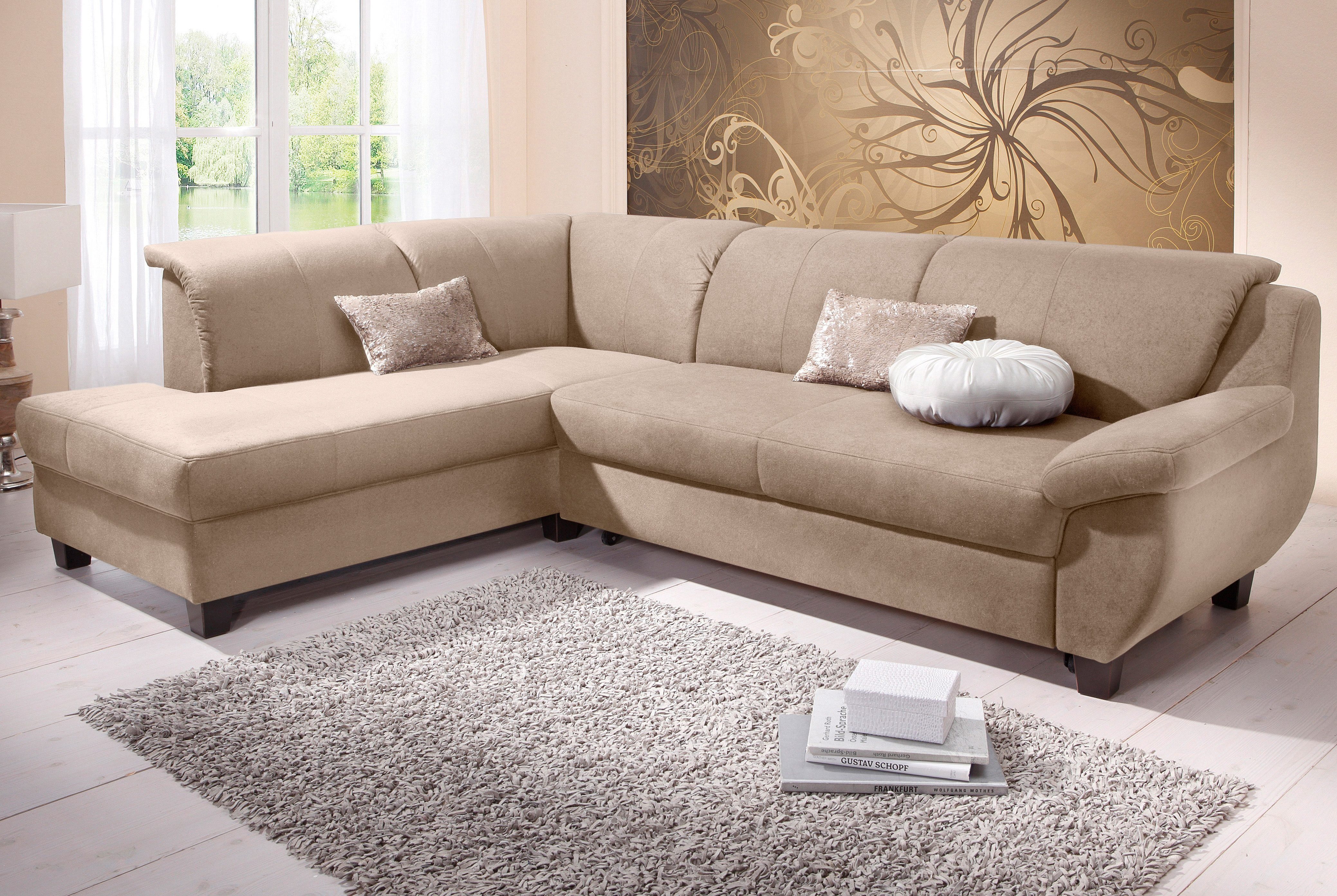 Home affaire Ecksofa Yesterday zeitlos und elegant, bequeme Armlehnen, L-Form, Microfaser, natur