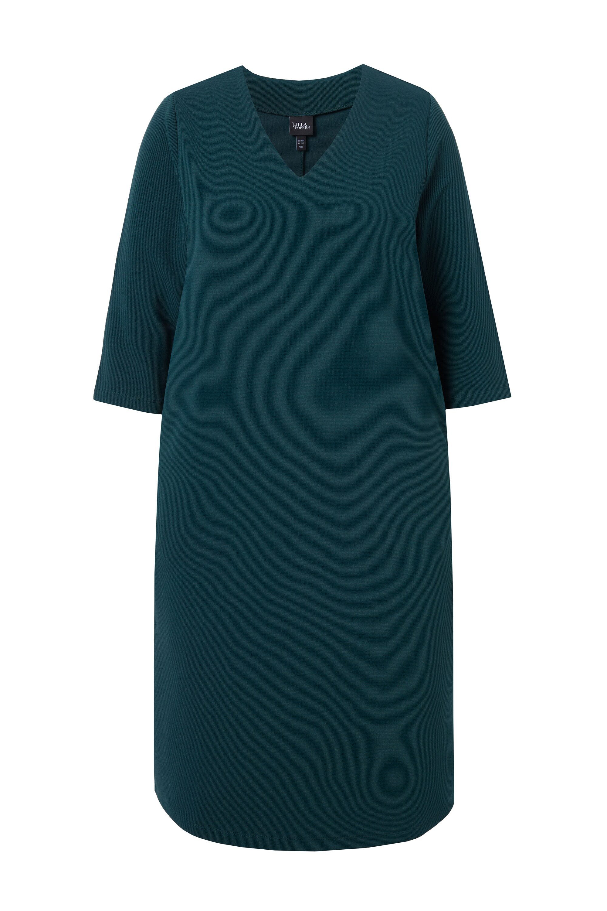 Ulla Popken Minikleid Jerseykleid V-Ausschnitt 3/4-Arm günstig online kaufen