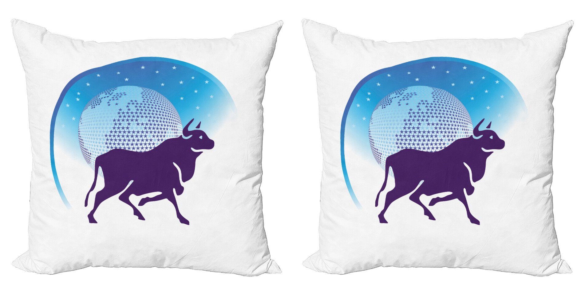 Kissenbezüge Modern Accent Doppelseitiger Digitaldruck, Abakuhaus (2 Stück), Sternzeichen Stier Globe Sterne Bull