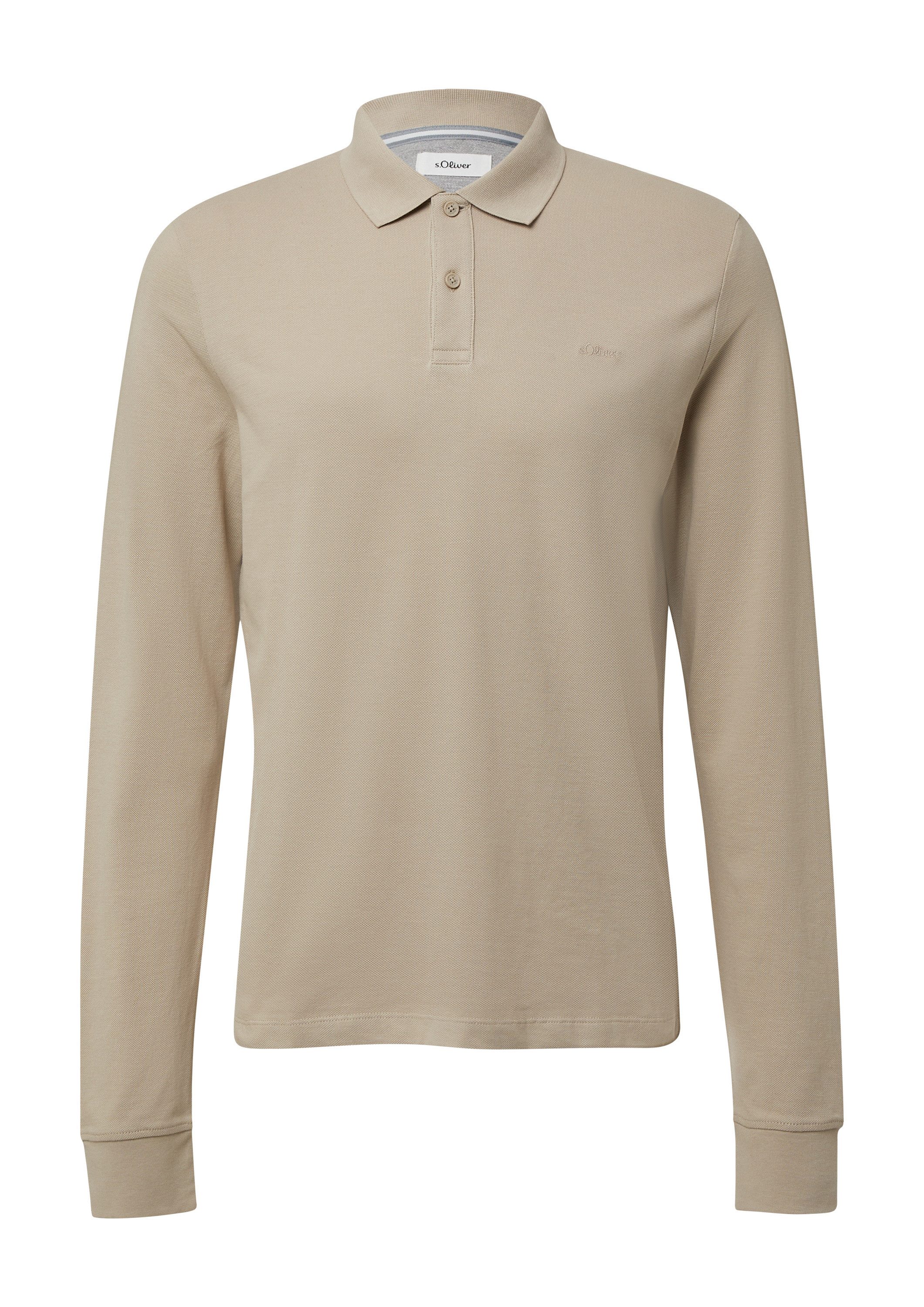 s.Oliver Langarmshirt Polo-Shirt Langarm-Poloshirt aus Baumwoll-Piqué mit B günstig online kaufen