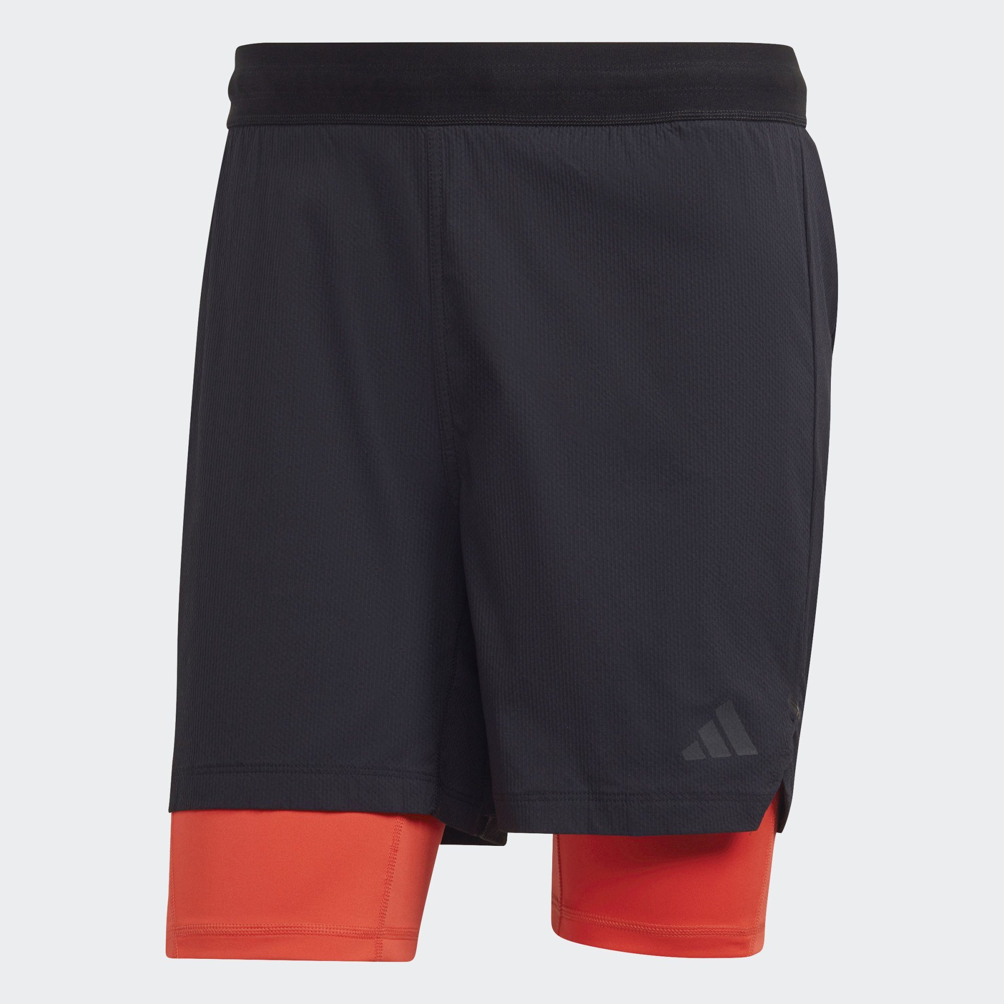 Black / adidas 2-in-1-Shorts Black Performance Red TWO-IN-ONE / Bright POWER SHORTS WORKOUT