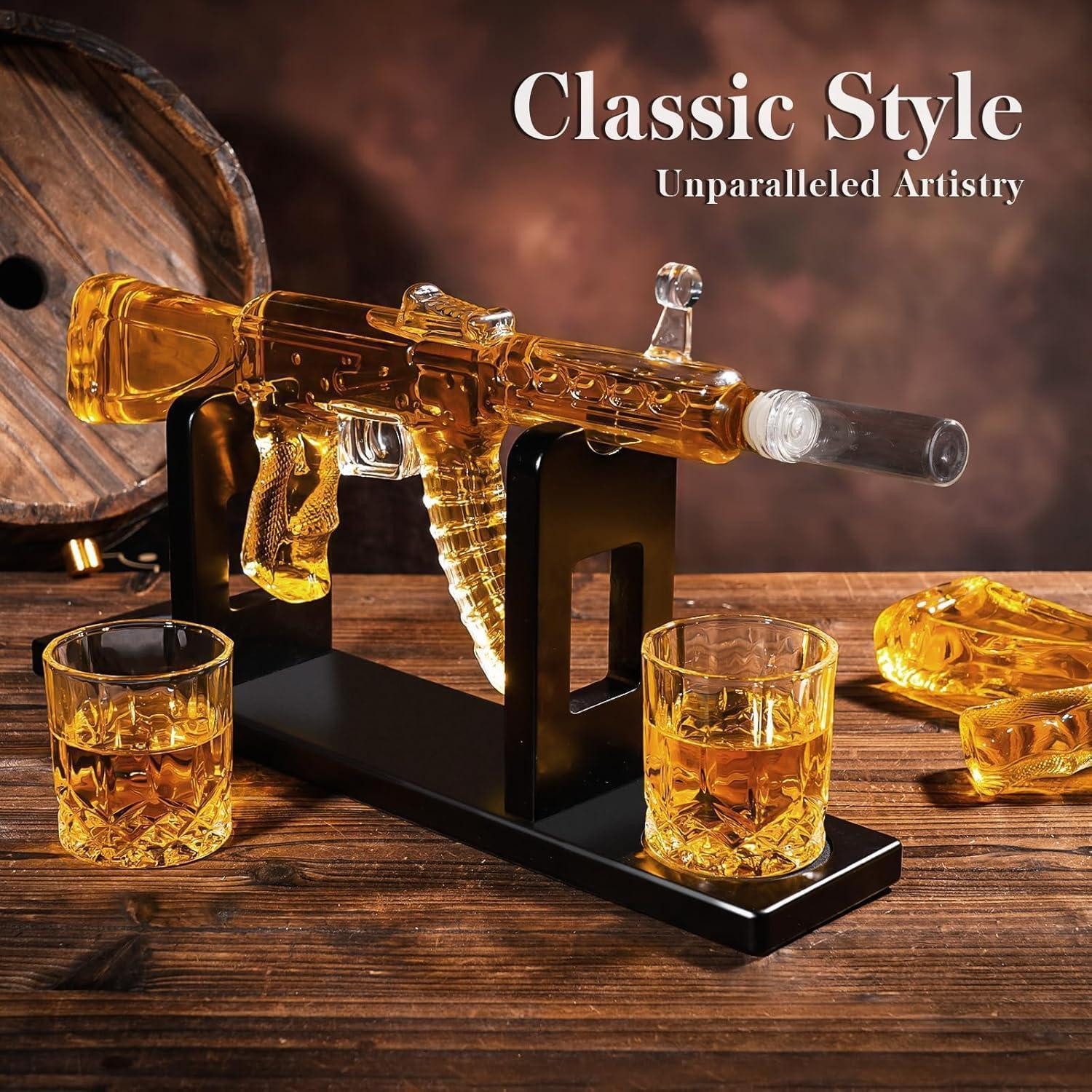 LuxusKollektion Karaffe Karaffen Set Whisky AK47 2 Gläser Weihnachtsgeschenk Herren B2