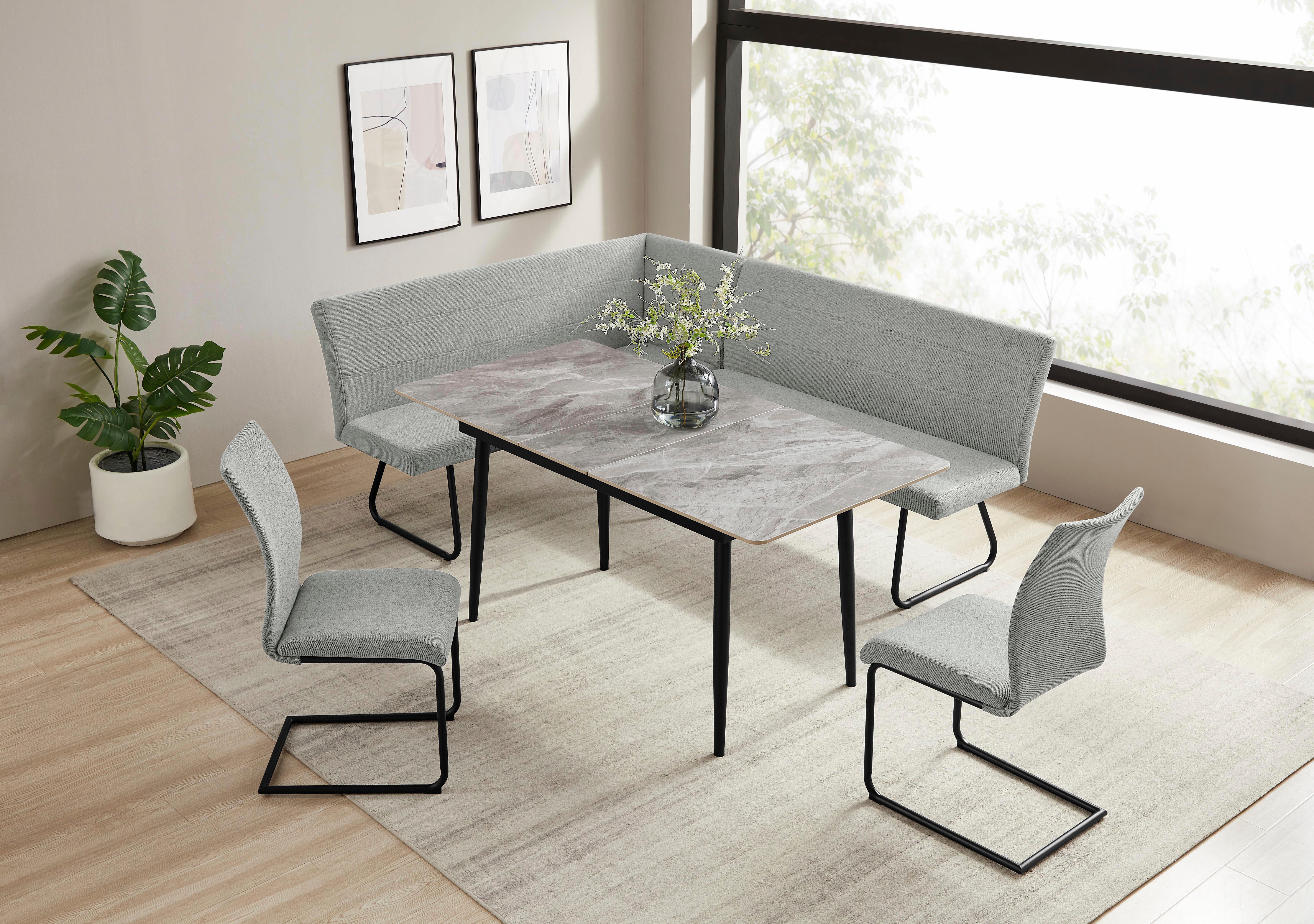 OTTO home Eckbankgruppe Stevian, (Set, 4-tlg., 1 ausziehbarer Esstisch + 1 günstig online kaufen