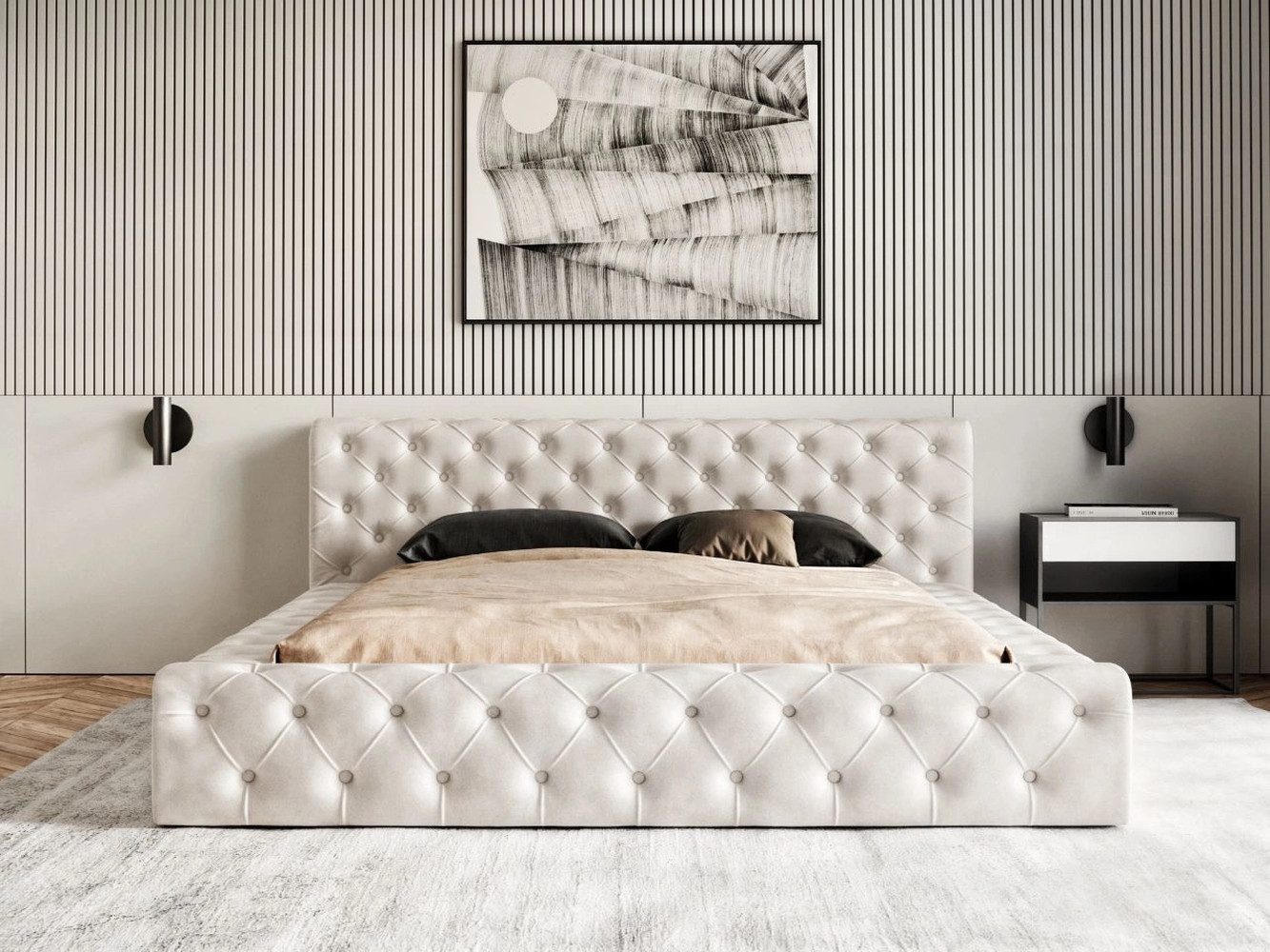 GrainGold Polsterbett mit Bettkästen PALINI, Modern Bett mit Kopfteil - 160 günstig online kaufen