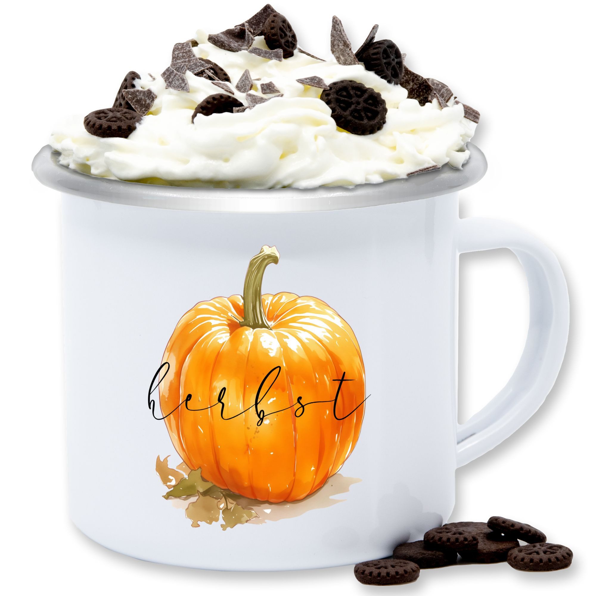 Shirtracer Tasse Herbst Kürbis, Erntedank, Herbstliches Kürbismotiv, Herbstsaison, 1-tlg., Stahlblech, Halloween Tassen