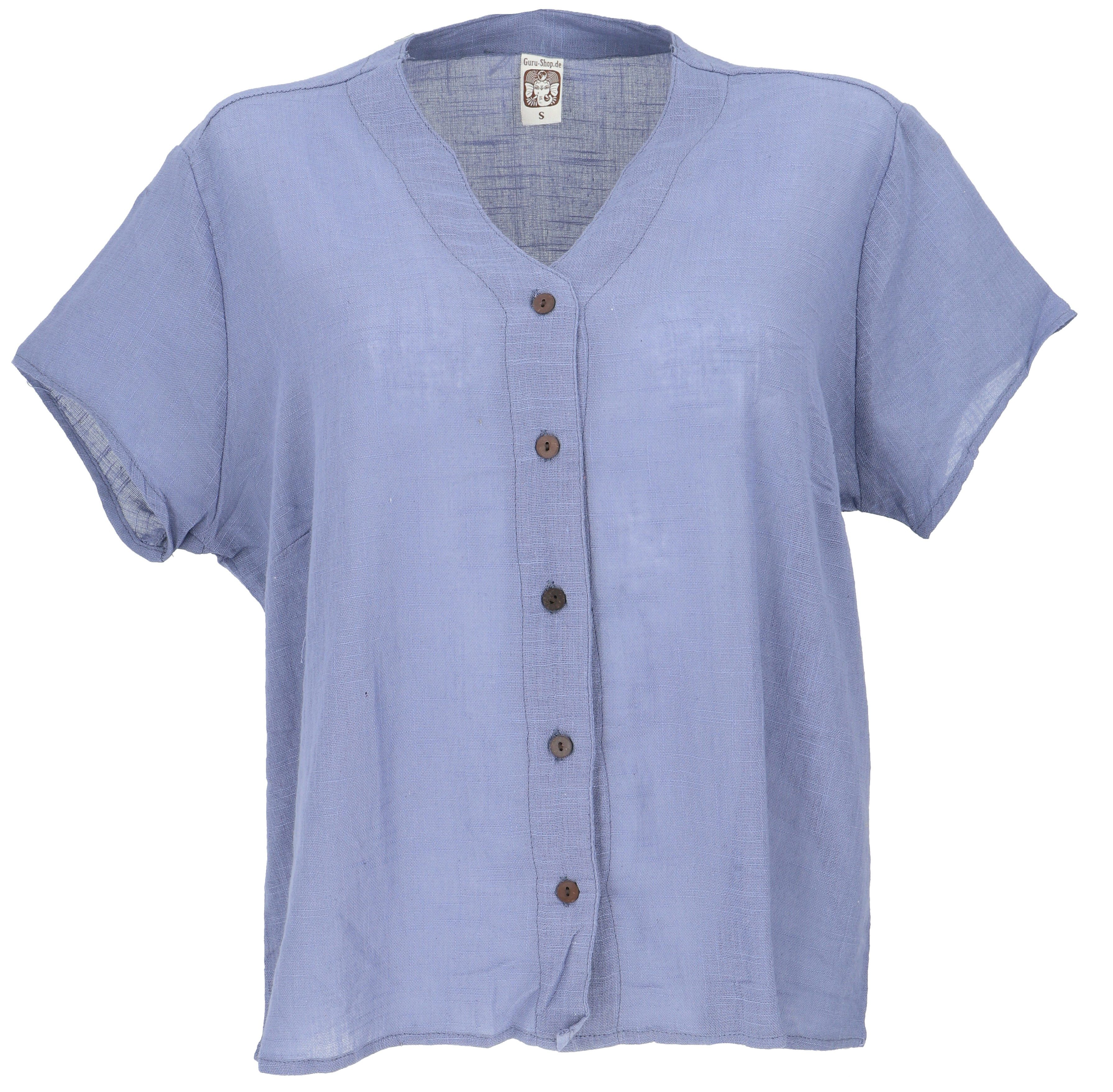 Guru-Shop Longbluse Luftiges Basic Blusentop, Kurzarm günstig online kaufen
