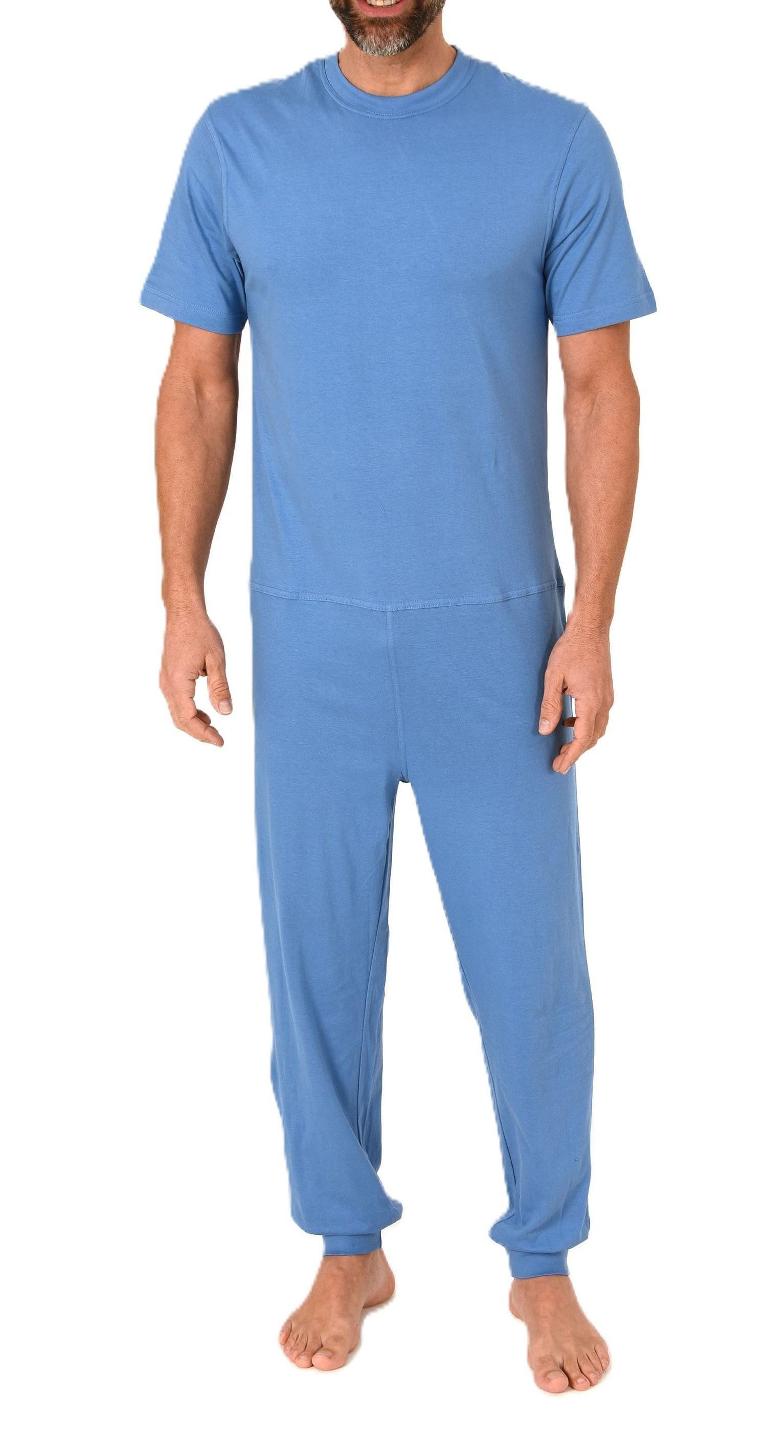 Pyjama Herren Pflegeoverall kurzarm mit langen Bein + Rücken Reißverschluß