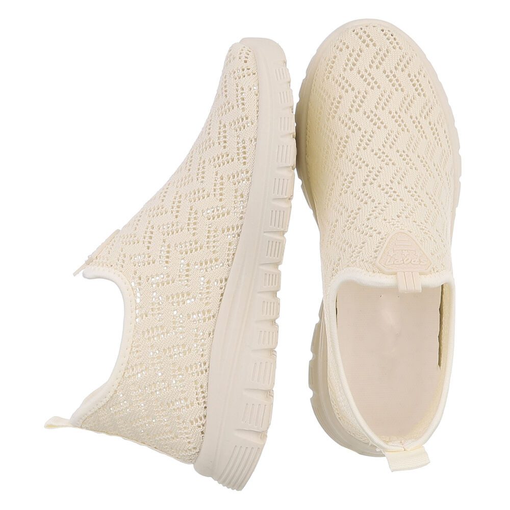 Ital-Design Sportlicher Damenschuh mit atmungsaktivem Obermaterial Slip-On Sneaker (88843877) Keilabsatz/Wedge Sneakers Low in Beige