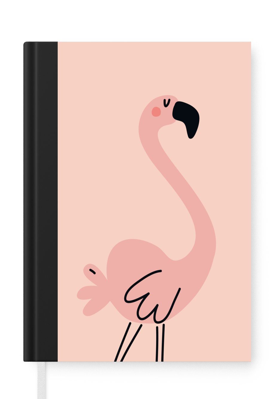 MuchoWow Notizbuch Illustration eines rosa Flamingos auf einem rosa Hintergrund, Journal, Merkzettel, Tagebuch, Notizheft, A5, 98 Seiten, Haushaltsbuch