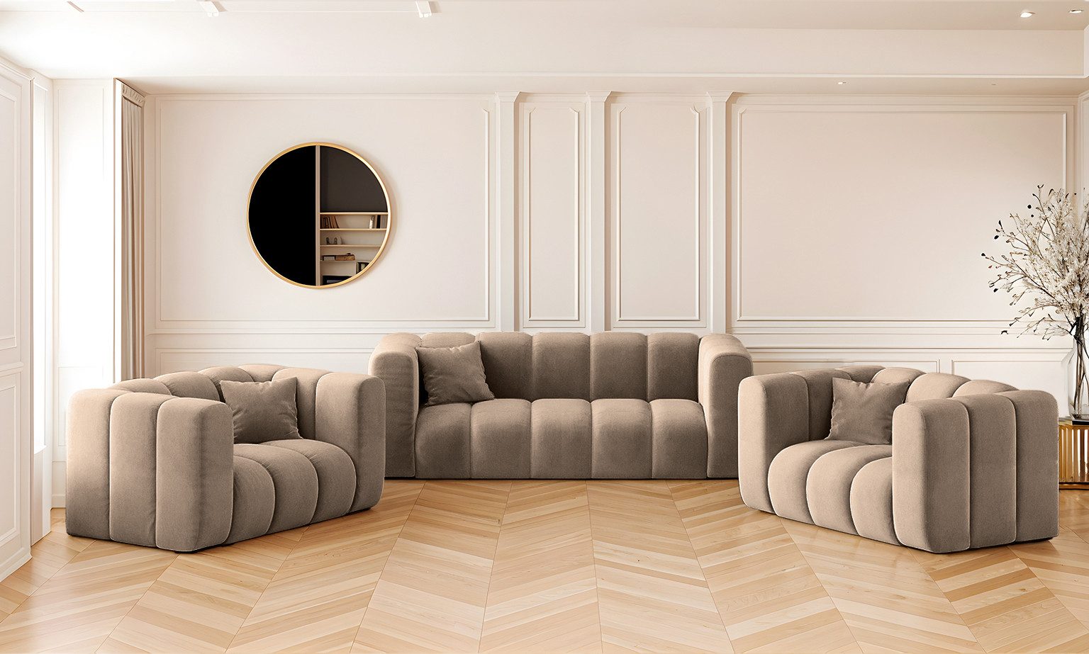 Kaiser Мебель Loungeset Sofagarnitur 2+1+1 Couchgarnitur serie Grand Stoff Haga und Salvador