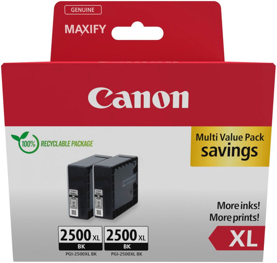 Canon PGI-2500XL BK Twin Pack Tintenpatrone (Packung, 2-tlg)