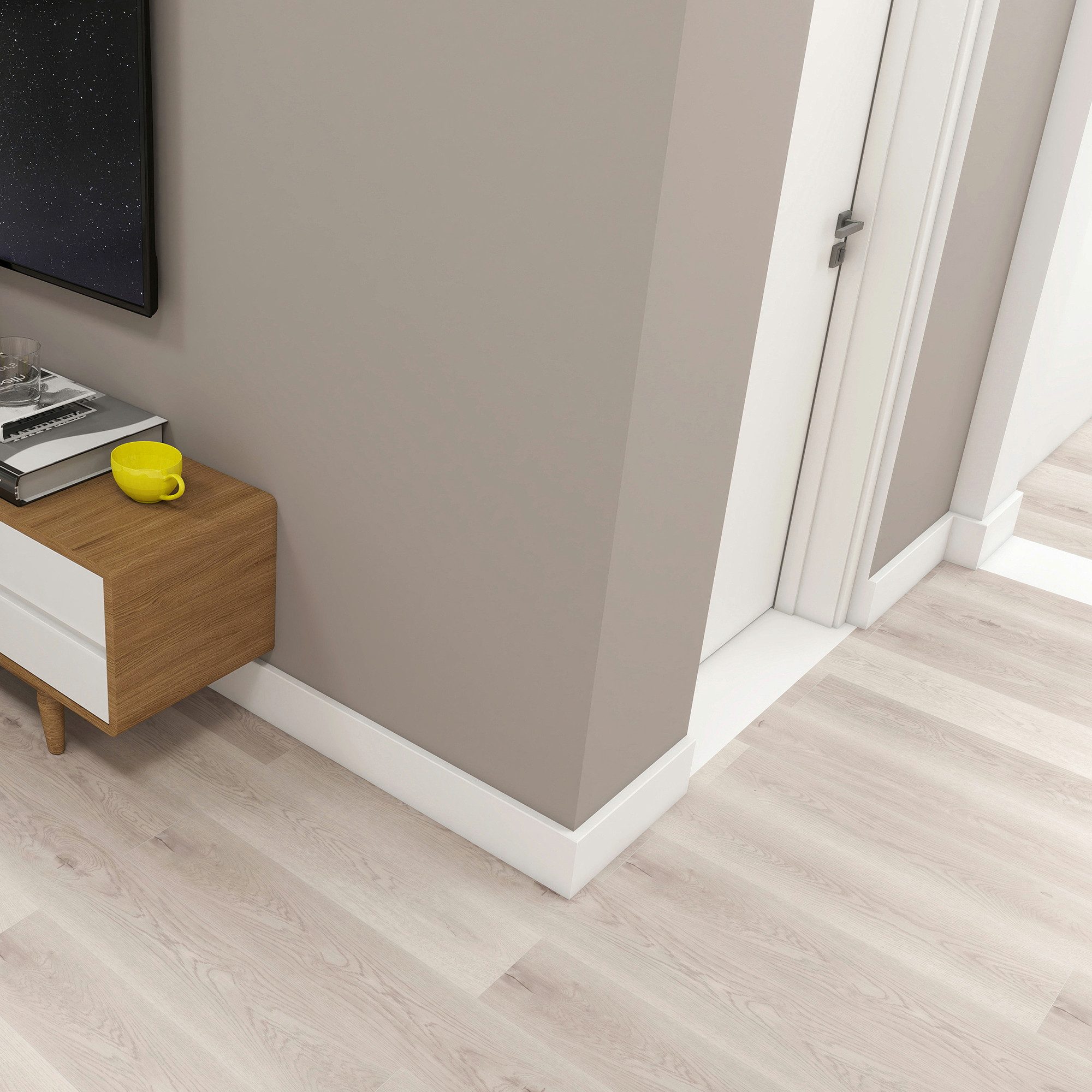 neu.haus Sockelleiste, L: 195 cm, H: 7 cm, Set, 8-St., 8 St., »Coevorden« Polystyrol 195 x 7 cm Weiß
