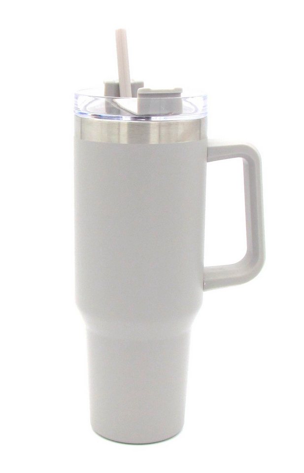 Michelino Thermoflasche To Go Doppelwandiger Thermobecher, für kalt und heiß inkl. Strohhalm Volumen ca. 1200ml