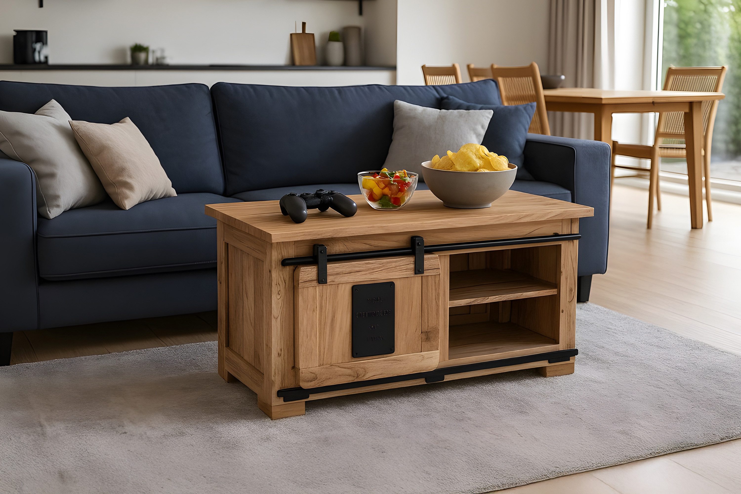 SAM® Couchtisch Gia, Akazienholz, mit Baumkante oder gerader Kante, Industrial-Design