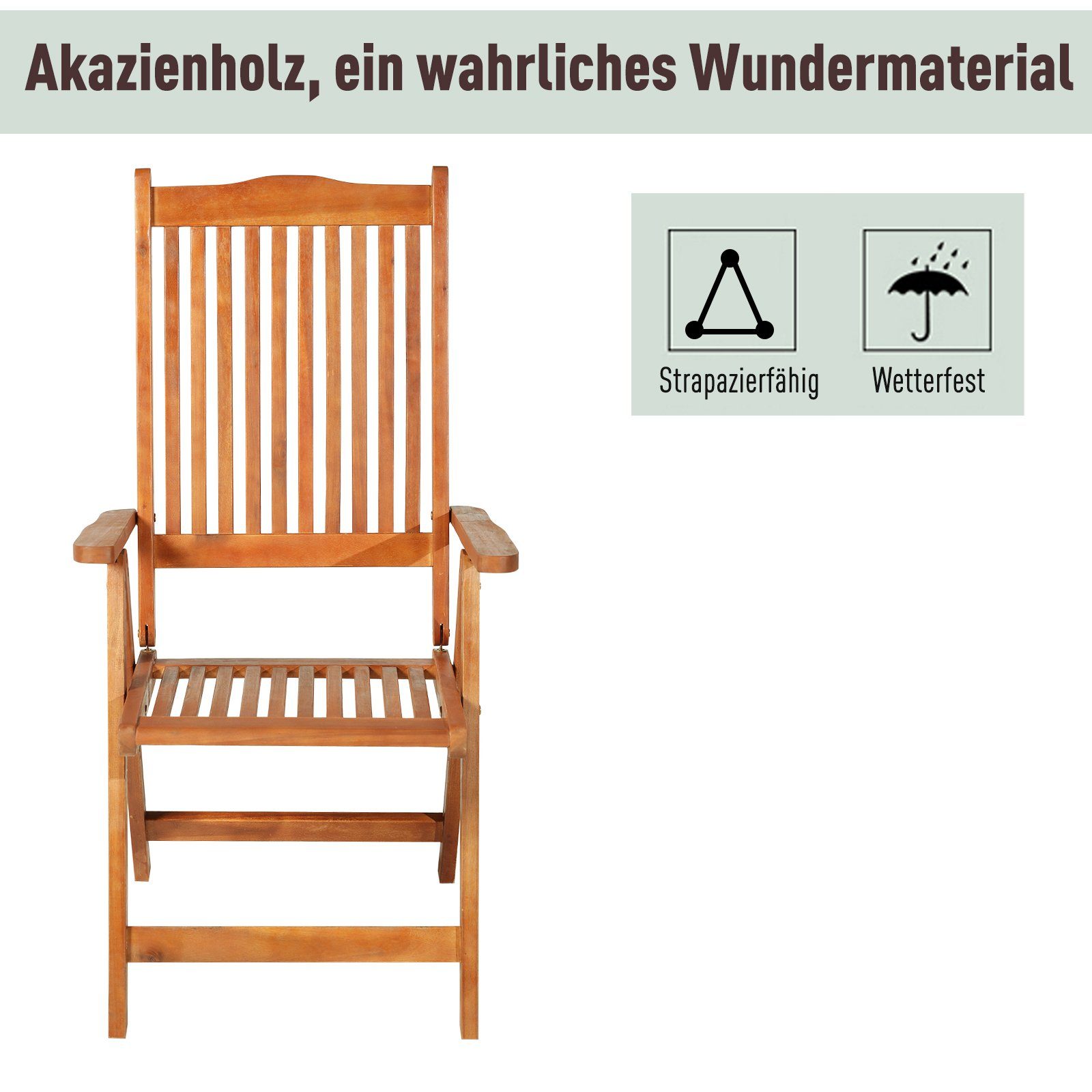 Outsunny Klappstuhl »Holz-Klappstuhl«, Schlichtes Design: Mit seinen klaren  Linien und natürlichem Holz passt dieser Stuhl in jeden Garten und auf  jeden Balkon. online kaufen | OTTO