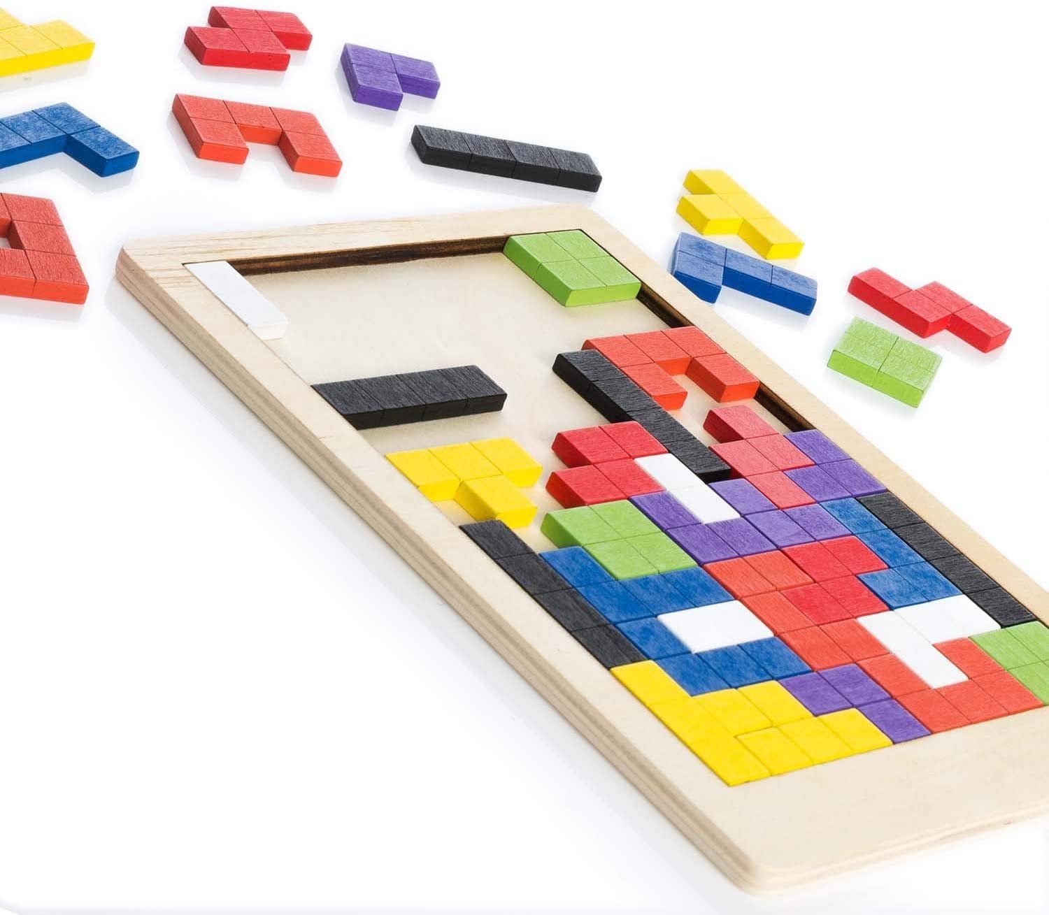 Holz Intelligenz Spiel 3D Holz Puzzle Rätsel Zauberei Tetris Kubisch 54 teile 