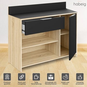 habeig Küchenregal Küchenschrank Eiche schwarz Schrank Küchenregal Singleküche Holz