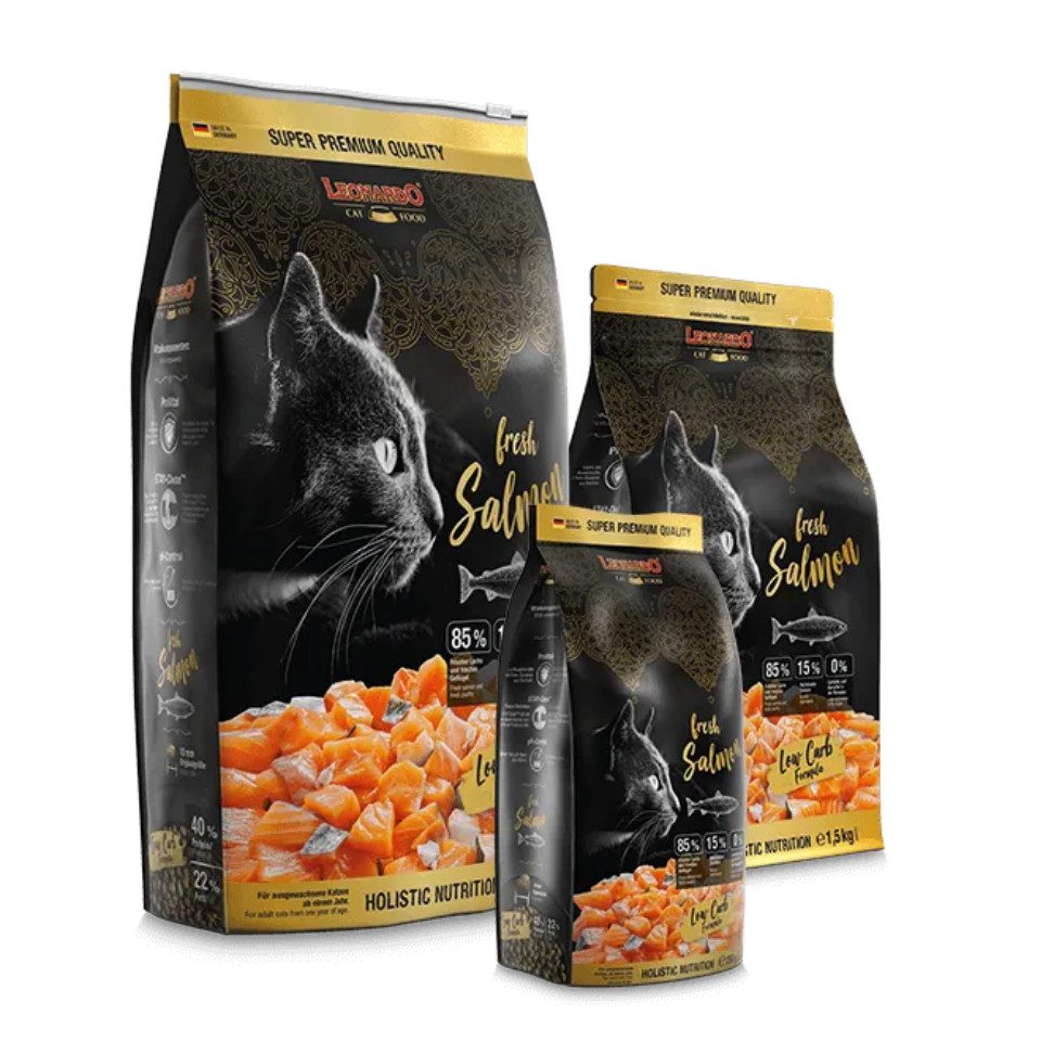 Leonardo Catfood Fresh Salmon & Poultry - getreidefreies Trockenfutter mit 85% Fleisch, Trockenfutter für: Katzen