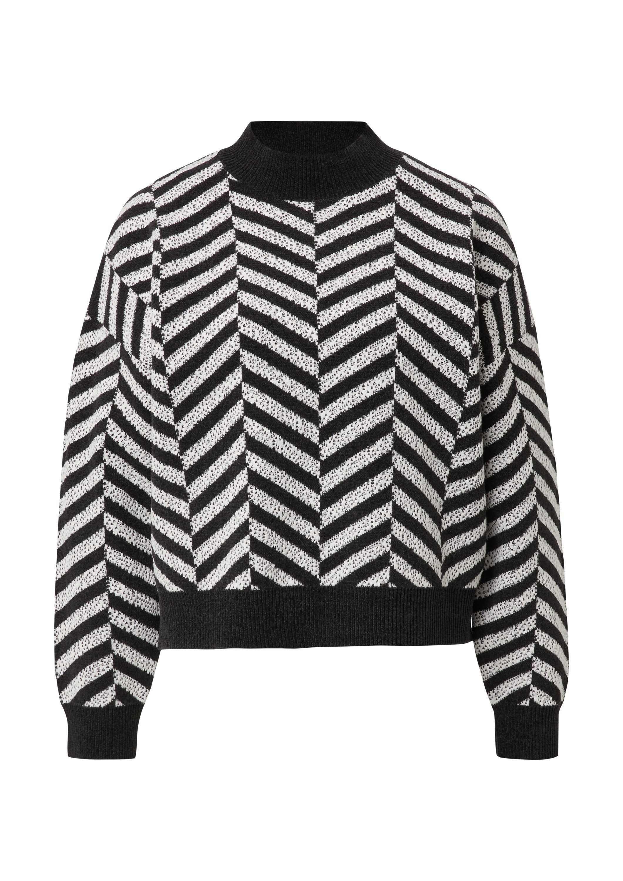 comma Longpullover Strickpullover Jacquard-Strickpullover aus weichem Cheni günstig online kaufen