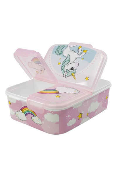 einhorn Lunchbox Unicorn Kinder Lunchbox Frühstücks-Box, Vesperdose mit 3 Fächern BPA-frei