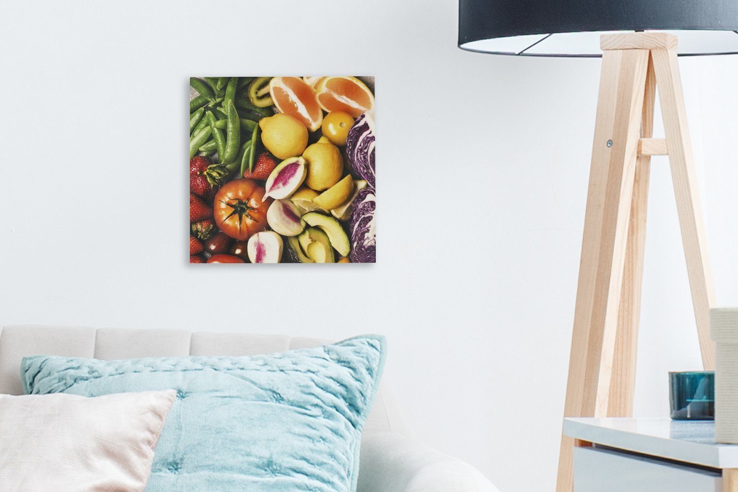 St), Bilder Farben, Wohnzimmer - Schlafzimmer für - OneMillionCanvasses® (1 Leinwandbild bunt Leinwand Obst Gemüse