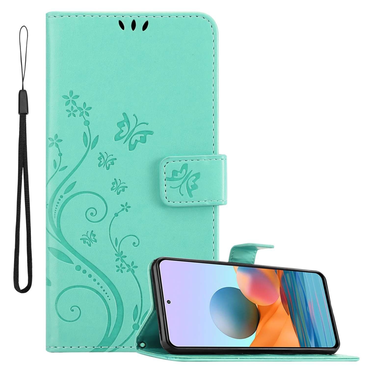 Cadorabo Handyhülle für Xiaomi RedMi NOTE 10 PRO Hülle Xiaomi RedMi NOTE 10 PRO, Hülle Schutzhülle Blumen Flower mit Standfunktion Kartenfach Magnet