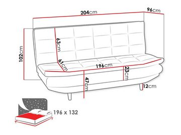 MIRJAN24 Schlafsofa Ada, mit Bettkasten und Schlaffunktion, Vorderfüße aus Holz, 204x96x102 cm