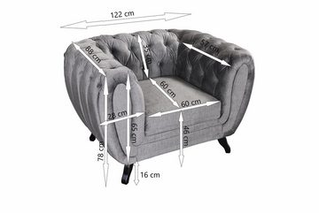 Küchen-Preisbombe Sessel Edler Sessel 1 Sitzer Velours grau Couch Polstersofa Wohnlandschaft