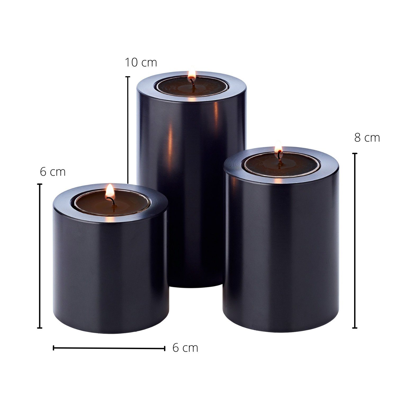 EDZARD Stumpenkerze Cornelius Ø 6 cm, (H 6, 8, 10 cm) Stumpenkerzen-Optik, Dauerkerze für Teelichter