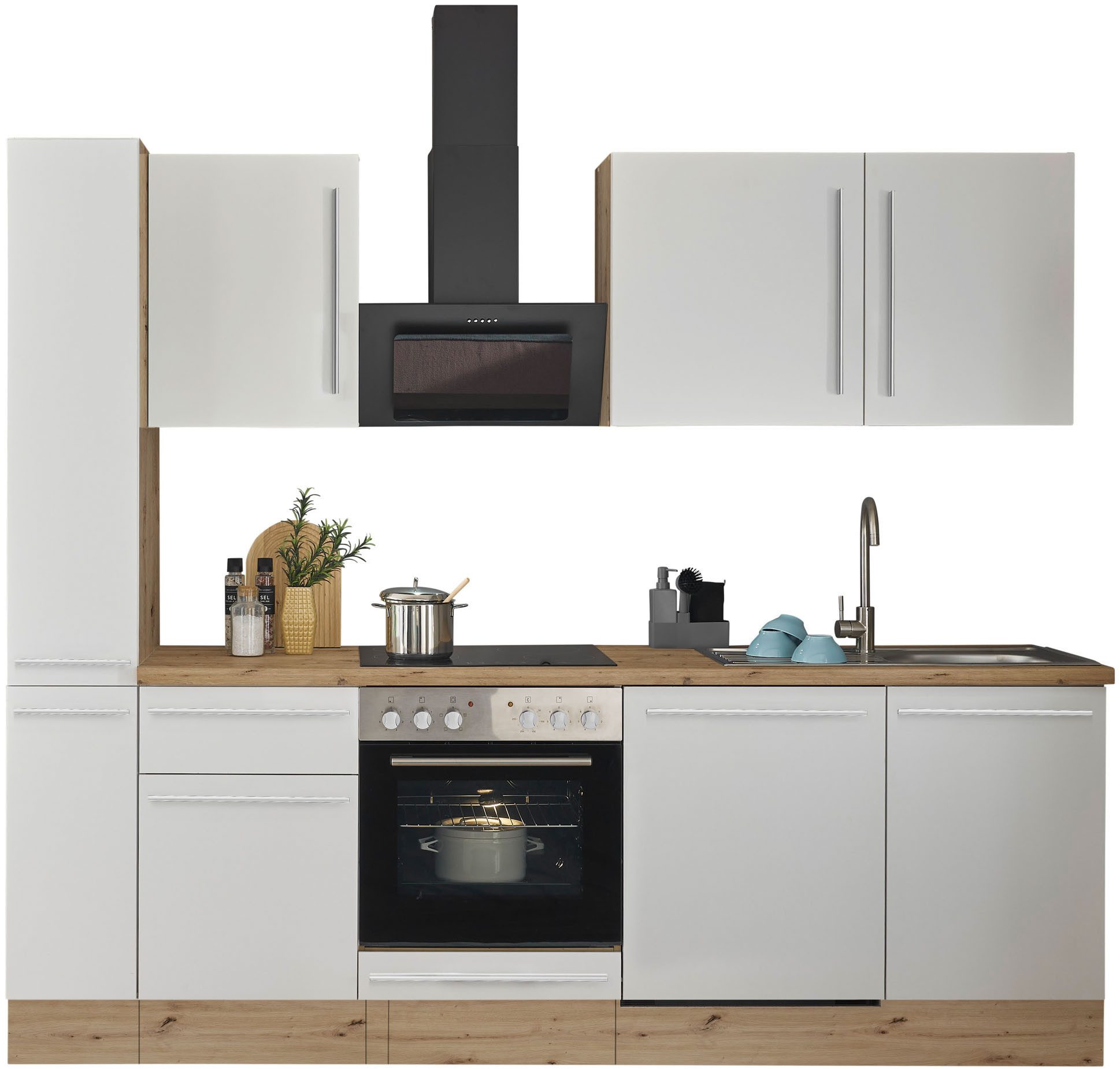 KOCHSTATION Кухниzeile Florida, Breite 250 cm, wahlweise mit E-Geräten,Softclose für Türen/Schubkästen