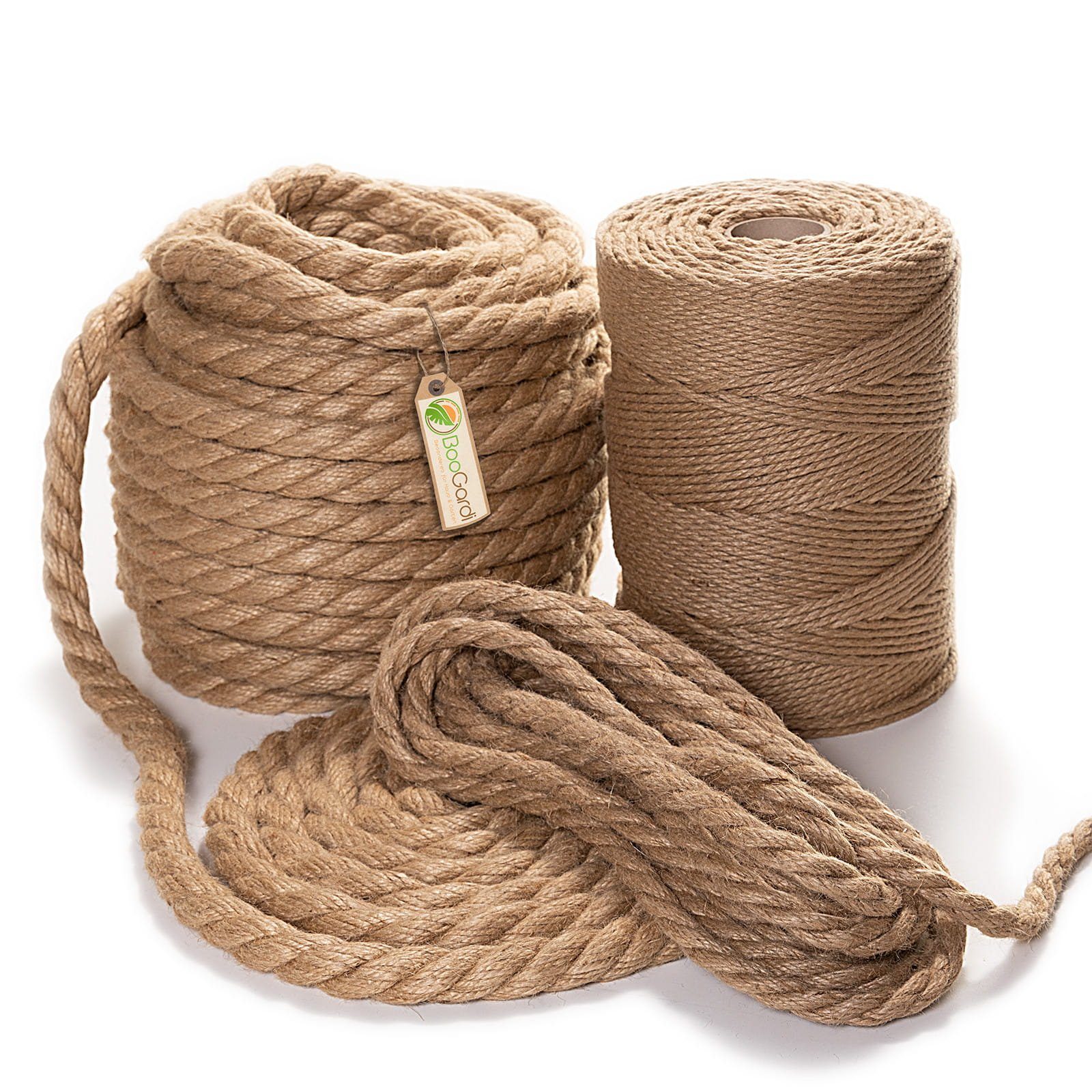 BooGardi Juteseil gedreht Seil (viele Größen · Ø 6mm x 1m), Jute Tauwerk Kordel DIY Makramee Boho Maritime Tau