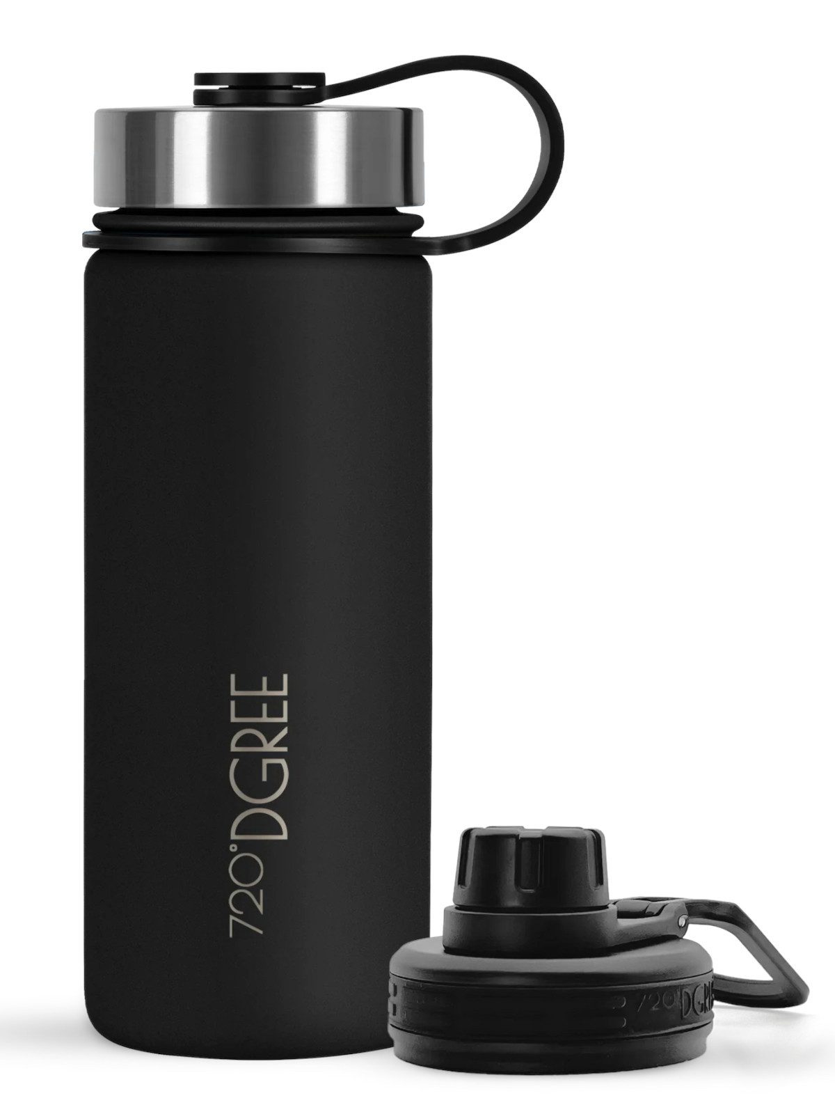 720°DGREE Trinkflasche Isolier Trinkflasche noLimit Edelstahl mit Sportdeckel onyx black 0,5l