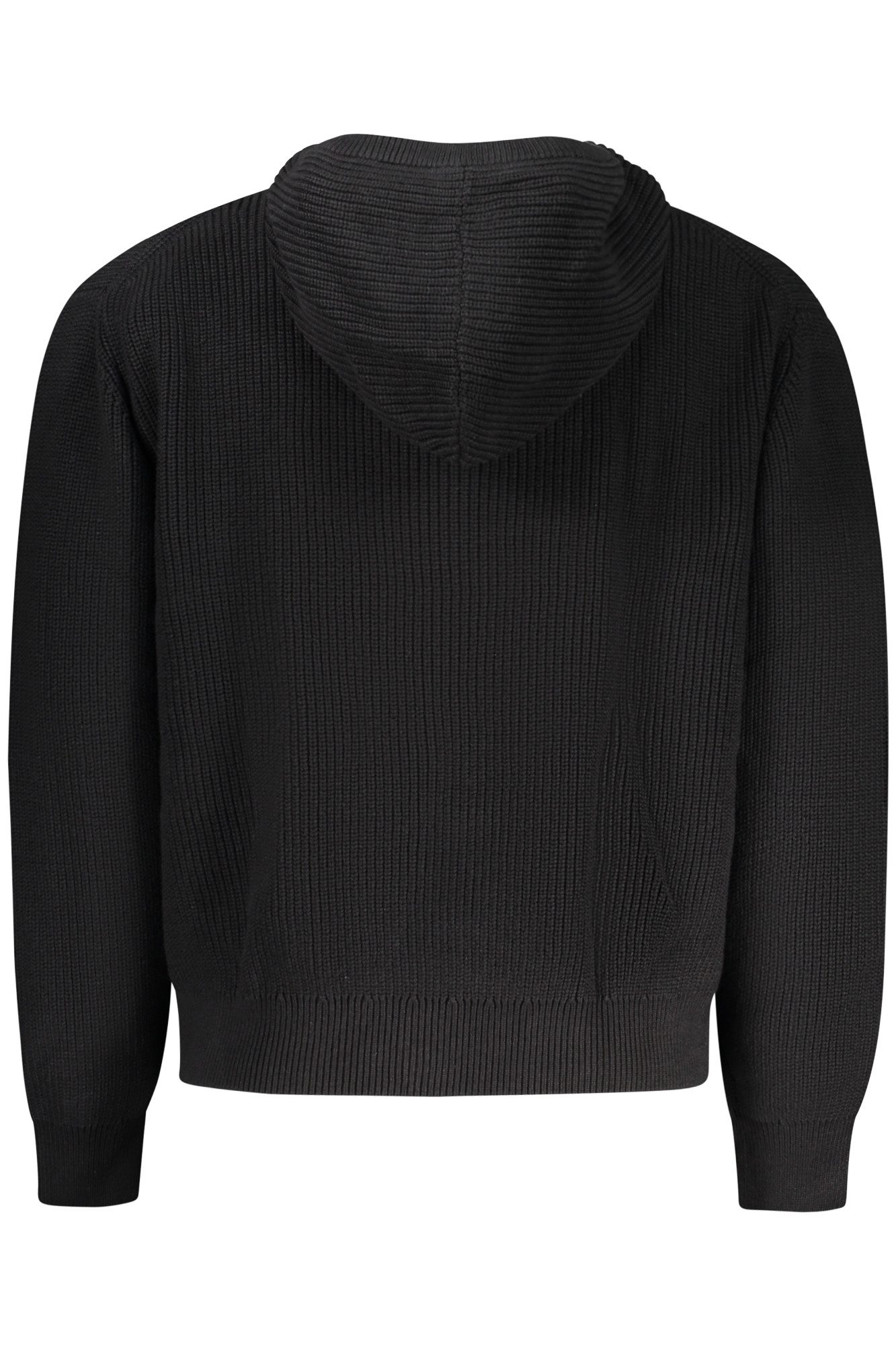 GUESS JEANS Strickpullover Schwarzer Herren-Cardigan aus Bio-Baumwolle mit Kapuze & Taschen