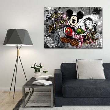 ArtMind Wandbild Micky Get rich or die, Premium Wandbilder als Poster & gerahmte Leinwand in 4 Größen, Wall Art, Bild, Canva