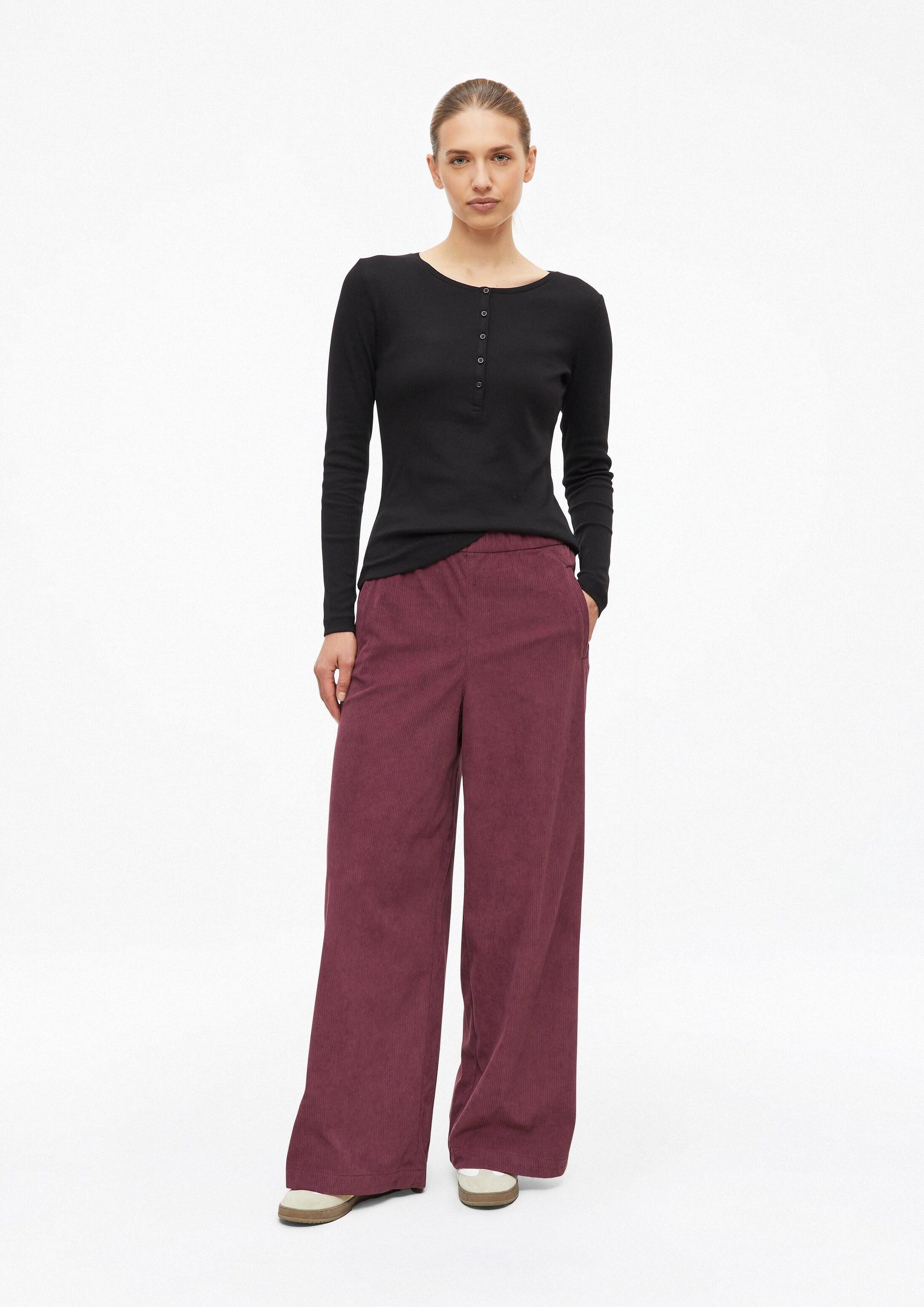 s.Oliver Chinos Hose Weiche Cord-Hose mit Wide Leg und Elastikbund