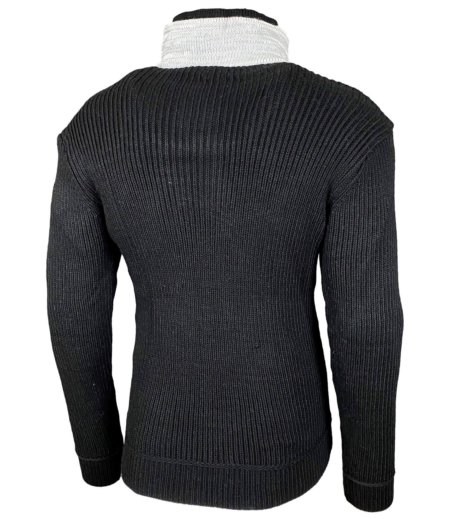 Baxboy Strickpullover Baxboy Herren Grobstrick Pullover Doppeltem Stehkragen B-51113