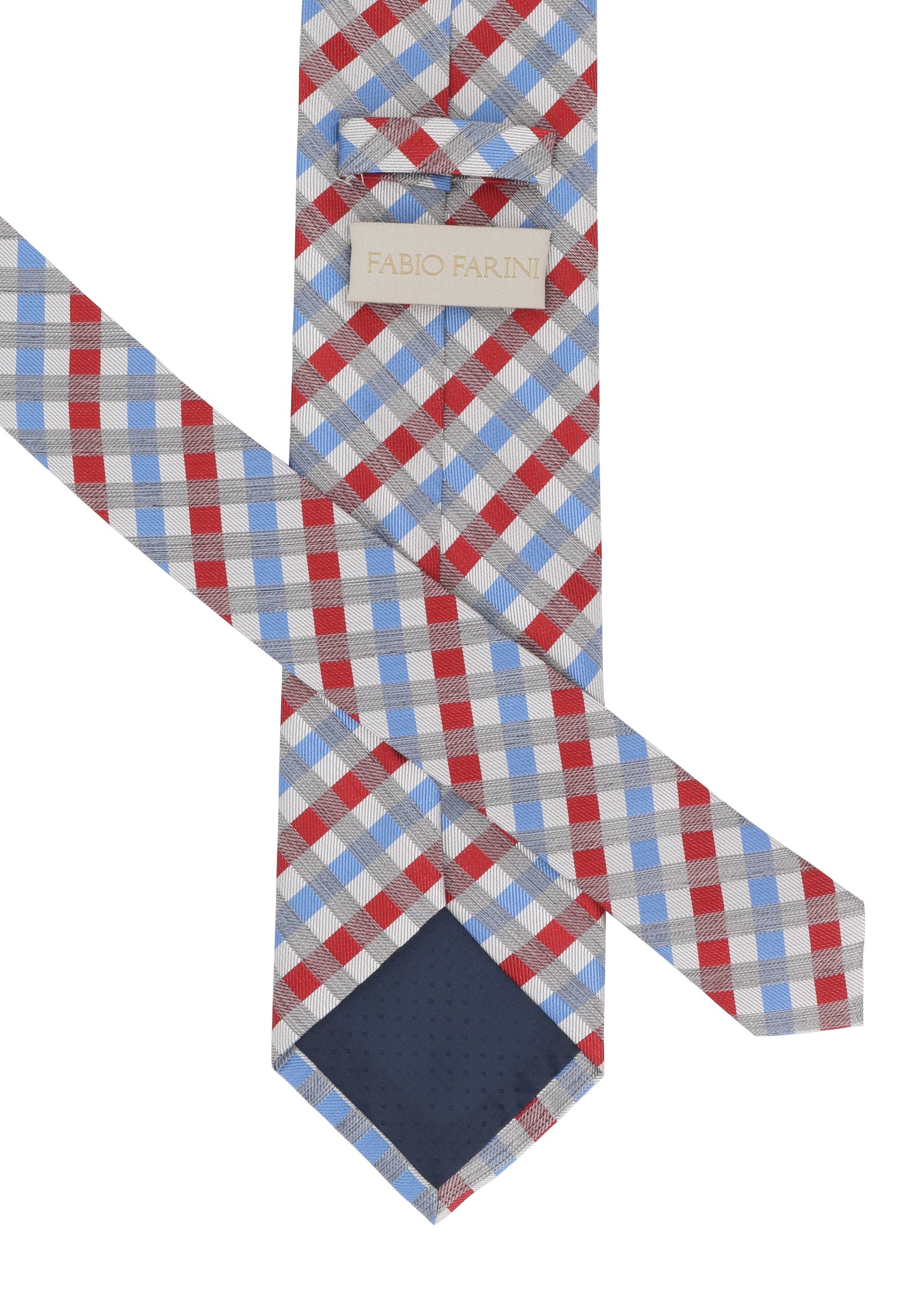 6cm Fabio Box, Krawatte Schlips (ohne Krawatte in Farini karierte Weiß/Hellblau/Rot/Silbergrau Herren - 8cm Breit Breite Kariert) (8cm), oder