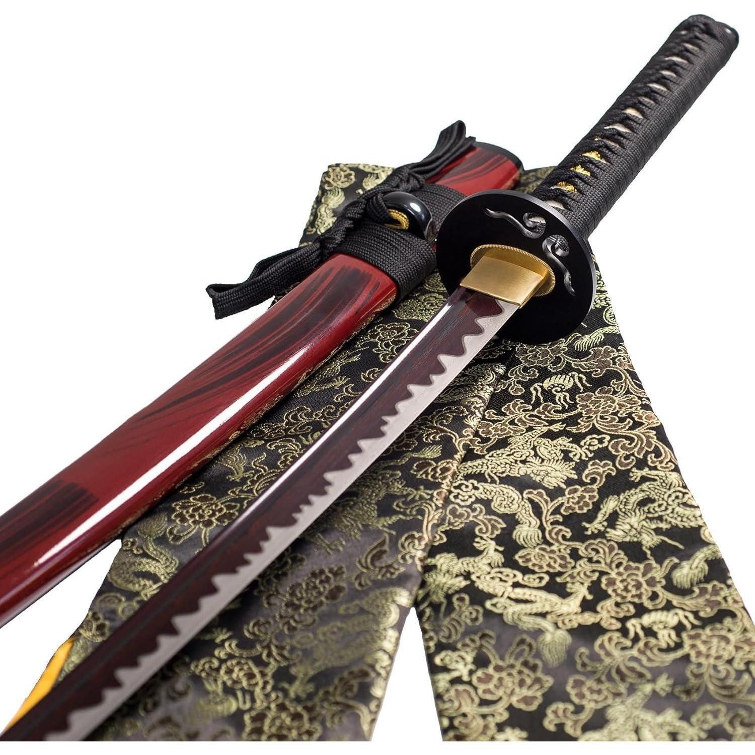 Holzschwert Katana 40 Zoll 1060 Kohlenstoffstahl Tsuba damascus(artifical hamon)