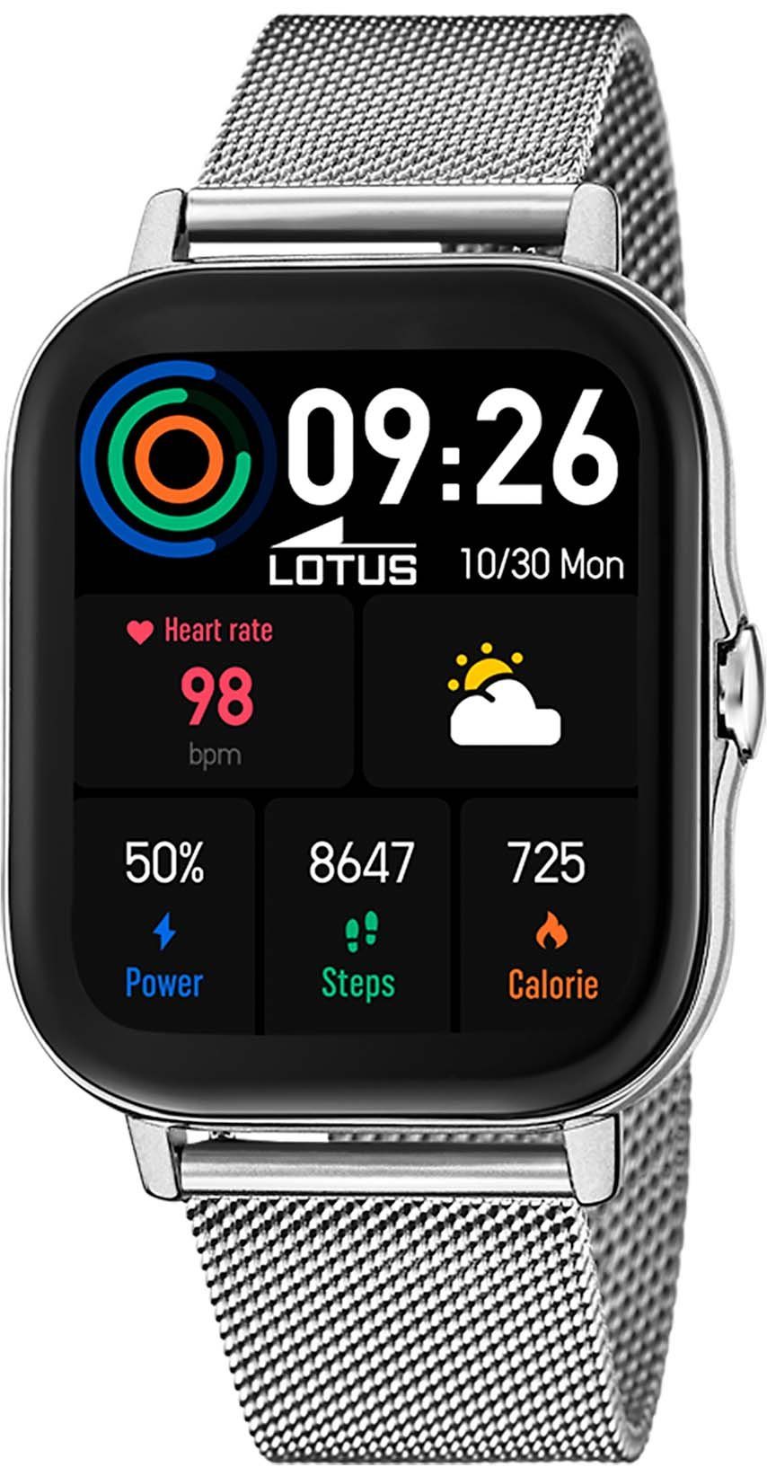 Lotus 50044/1 Smartwatch Set, 2-tlg., mit Wechselarmband aus schwarzem Kunststoff, Armbanduhr, Herrenuhr, Edelstahlarmband, Schrittzähler, Geschenkidee