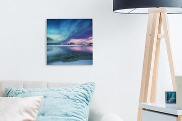 OneMillionCanvasses® Leinwandbild Nordlichter - Nacht - Winter, (1 St), Leinwand Bilder für Wohnzimmer Schlafzimmer