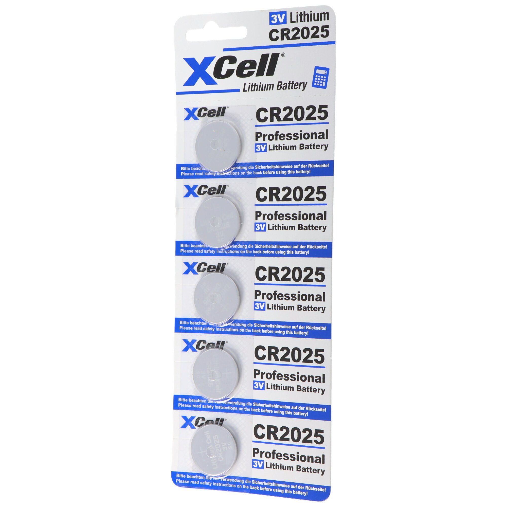 XCell Batterien 5er-Sparset Batterie, 3V, praktisch (3,0 V) Batterie CR2025 CR2025 Lithium im