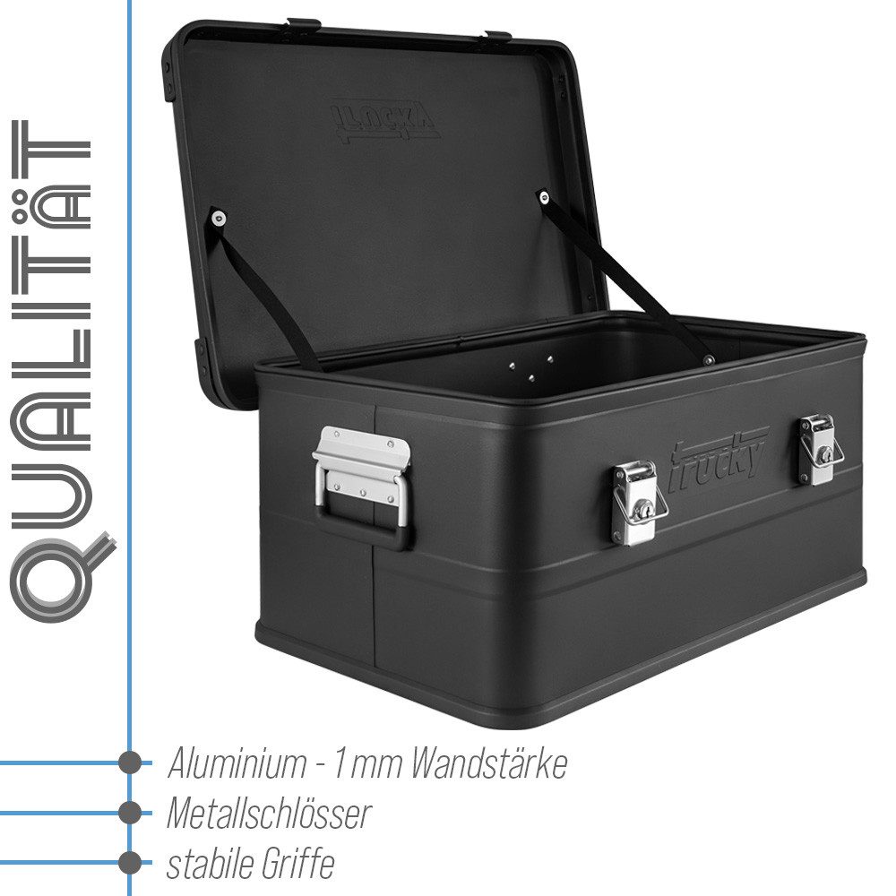 Trucky Allzweckkiste Auswahl 30-140 L Aluminium Box mit Deckel Kiste Transportbox Schwarz