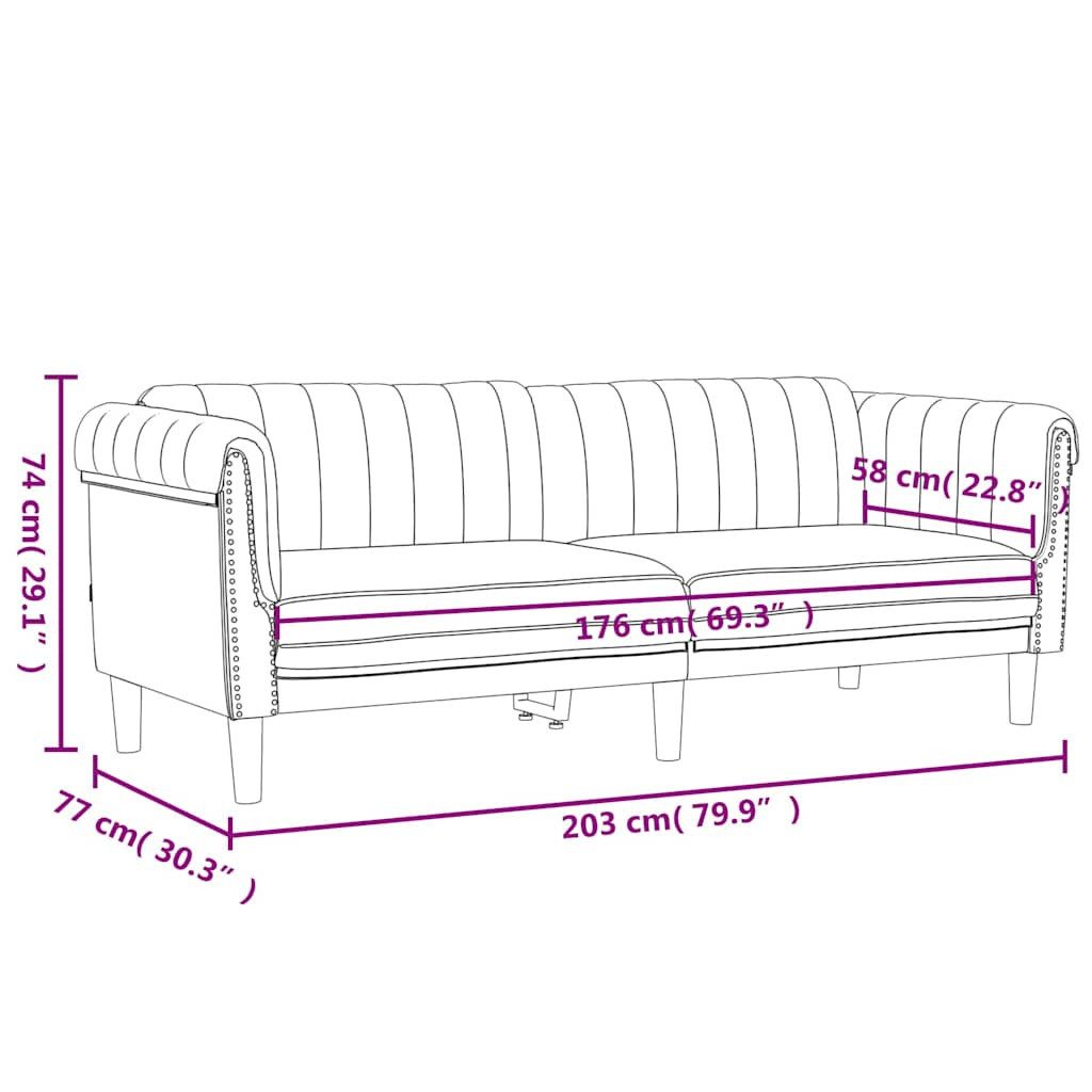 vidaXL Sofa Sofa 3-Sitzer Blau Samt, 1 Teile