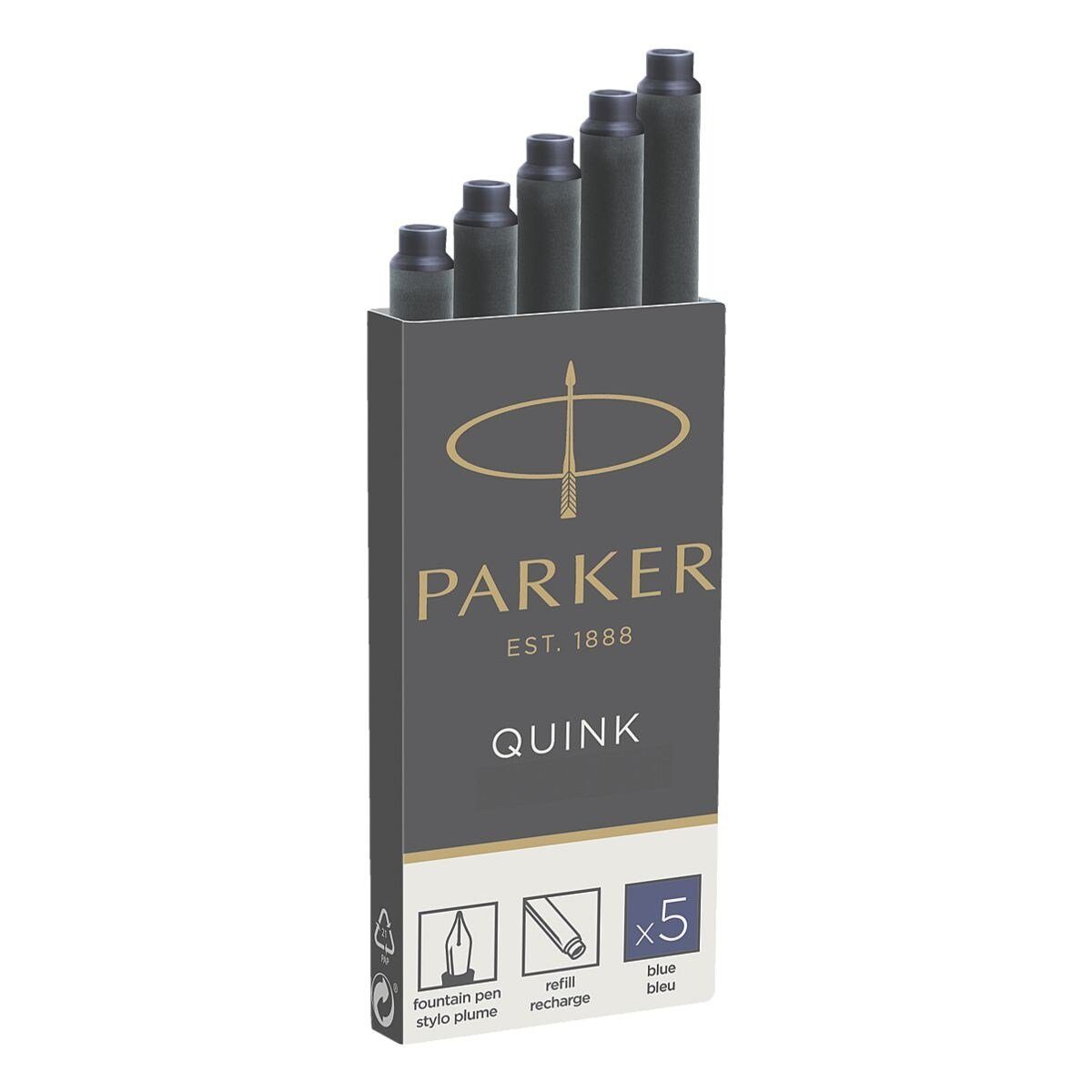 Parker Quink Tintenpatrone (5-tlg., auswaschbar) blau