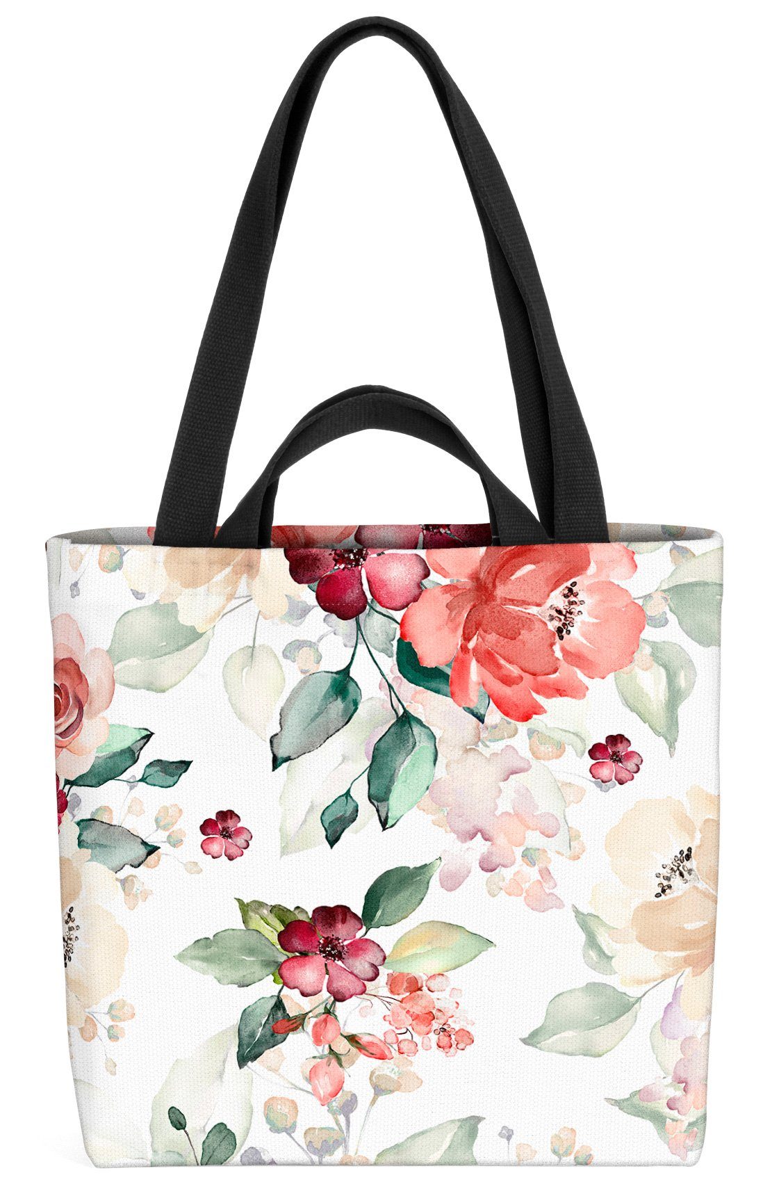 VOID Henkeltasche (1-tlg), Blumenmuster Weiss Rosen Elegant Valentinstag Muttertag Geschenk Blum